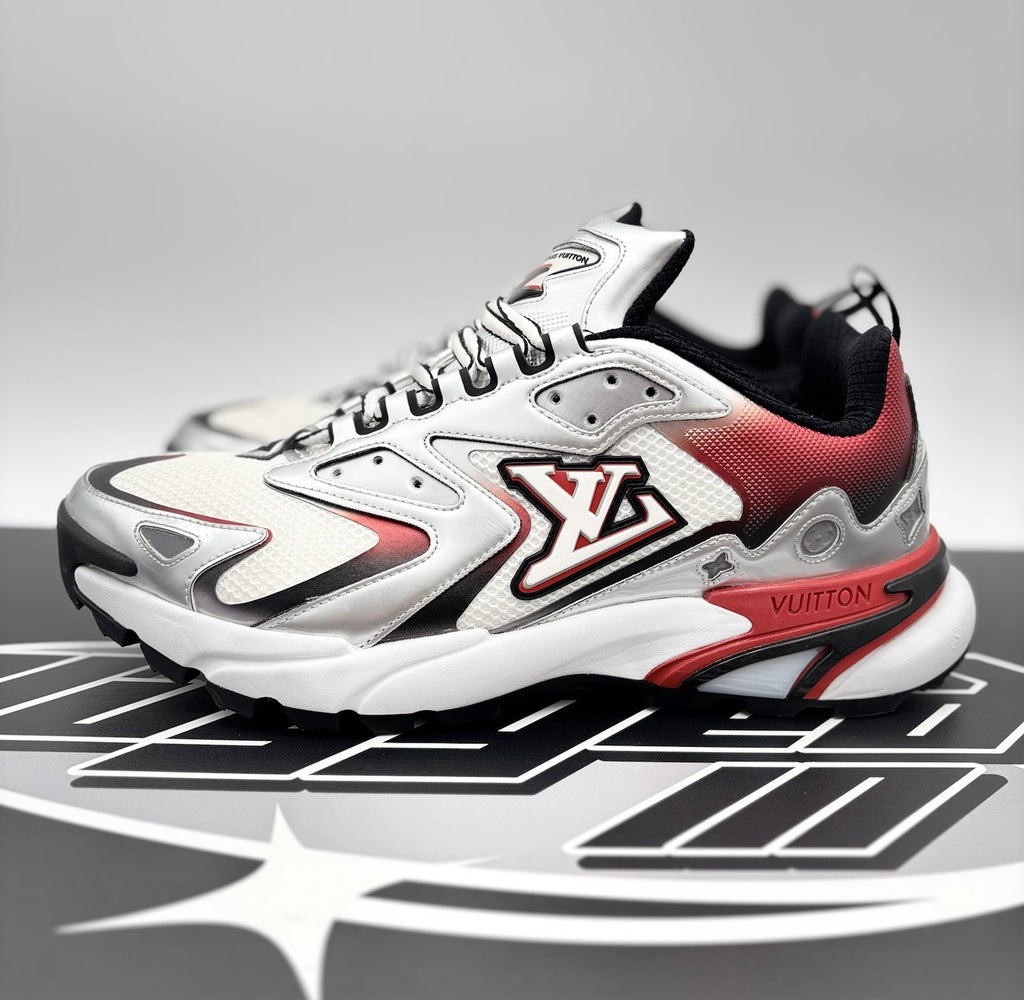 Size 8.5 LV (9.5-10 US) Louis Vuitton Tactic Runner ' Red Grey ' | GREAT COND!