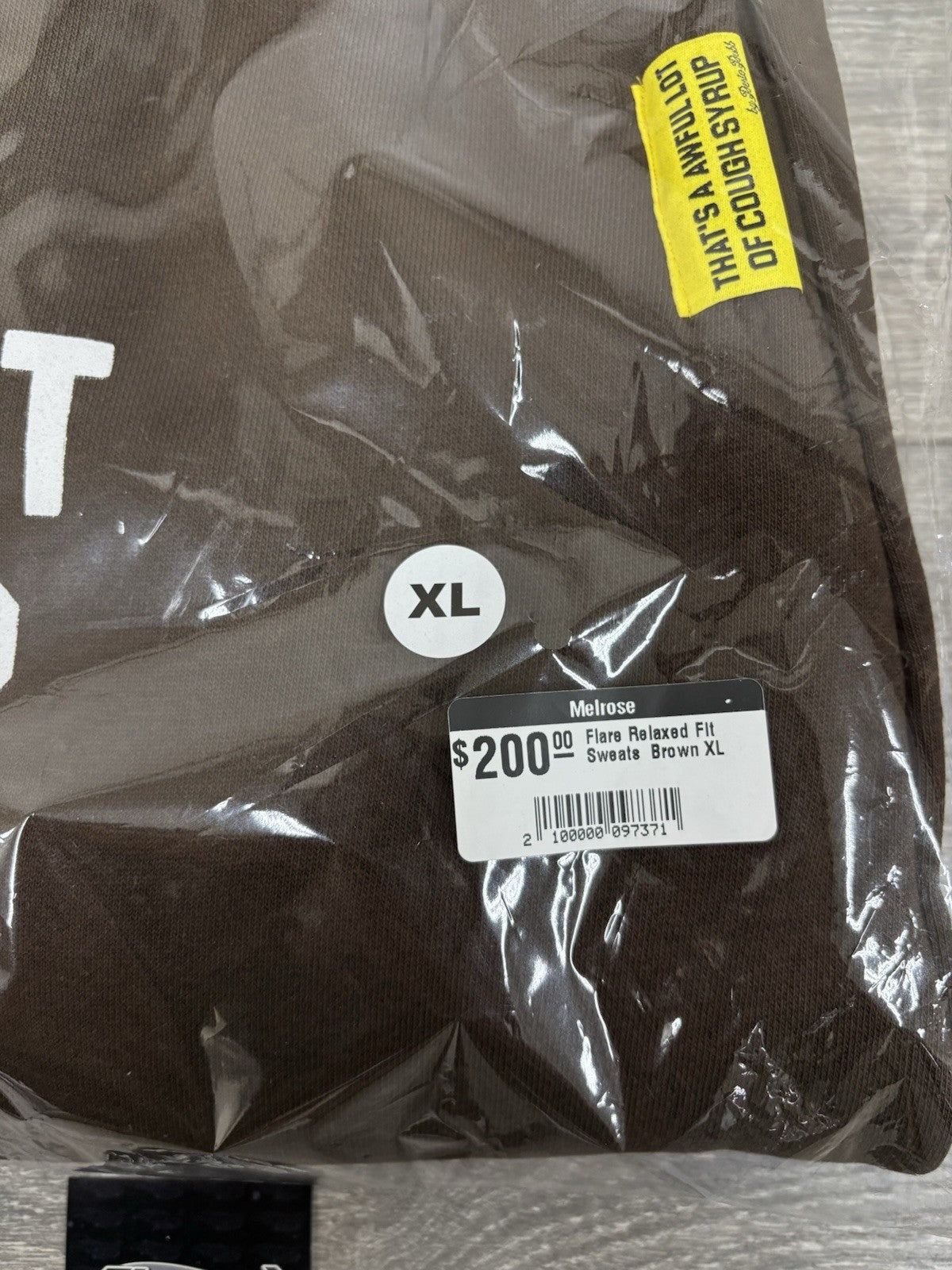 Size XL - Awful Lot Of Cough Syrup Sweats Relax Fit Flare ‘ Brown ‘ | NEW!