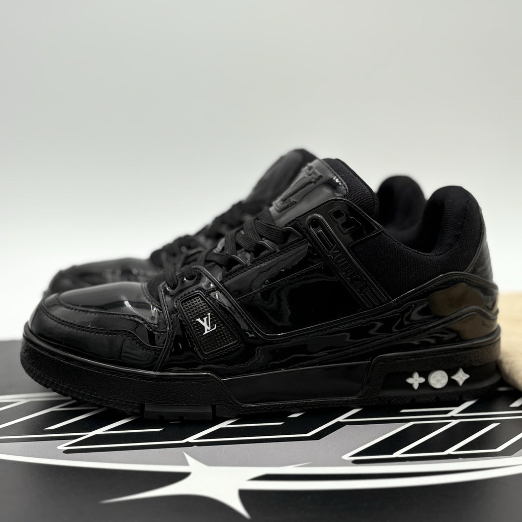 Size 6 LV (7-7.5 US) Louis Vuitton Trainer ' Patent Leather Black ' | GREAT COND