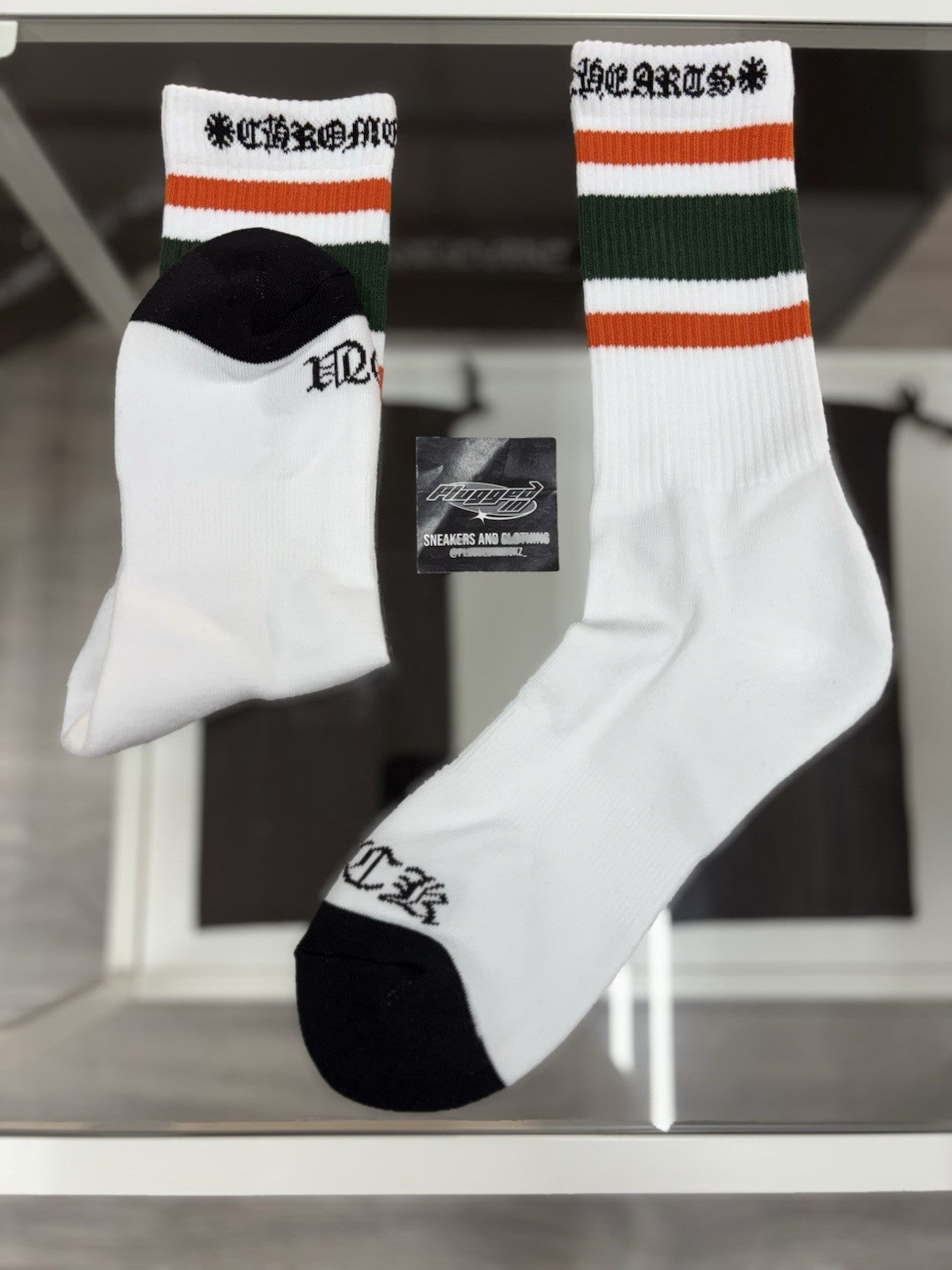 Size Medium (6-9 US) - Chrome Hearts Miami Socks ' White ' | NEW!