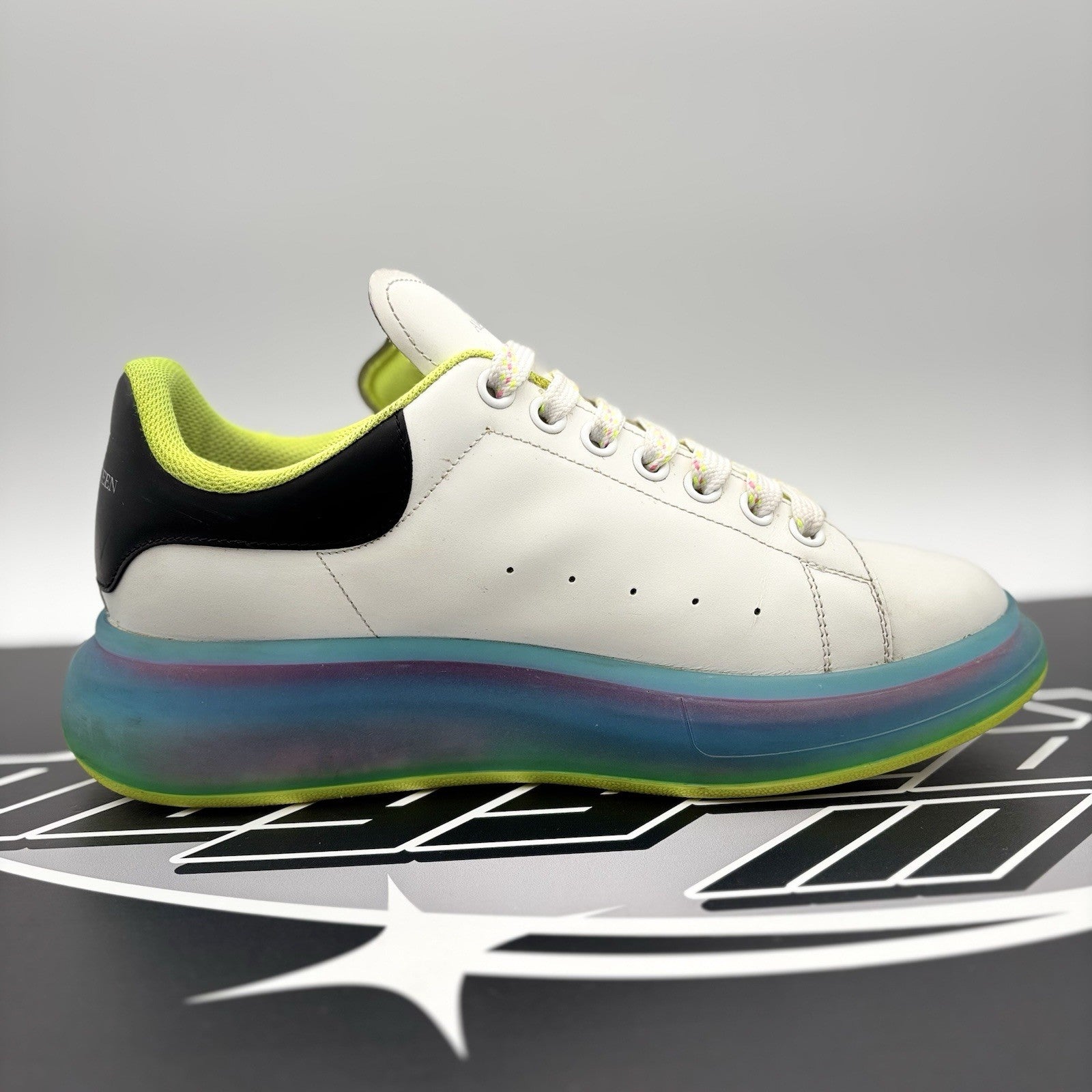 Size 42 (9 US) Alexander McQueen ' Transparent Sole/White Iridescent '