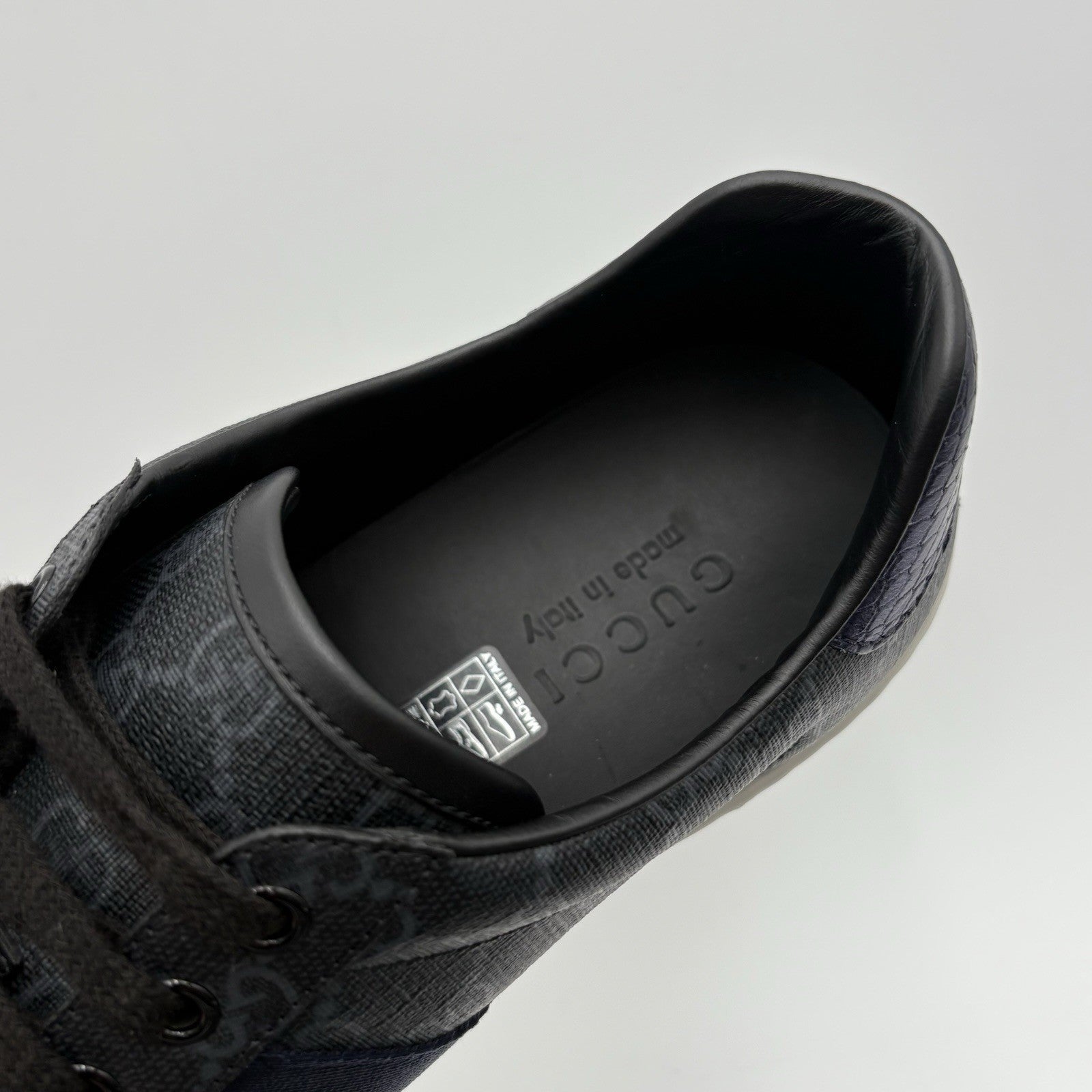 Size 8.5 G (9 US) Gucci Ace GG Supreme ' Black Grey ' | GREAT CONDITION!