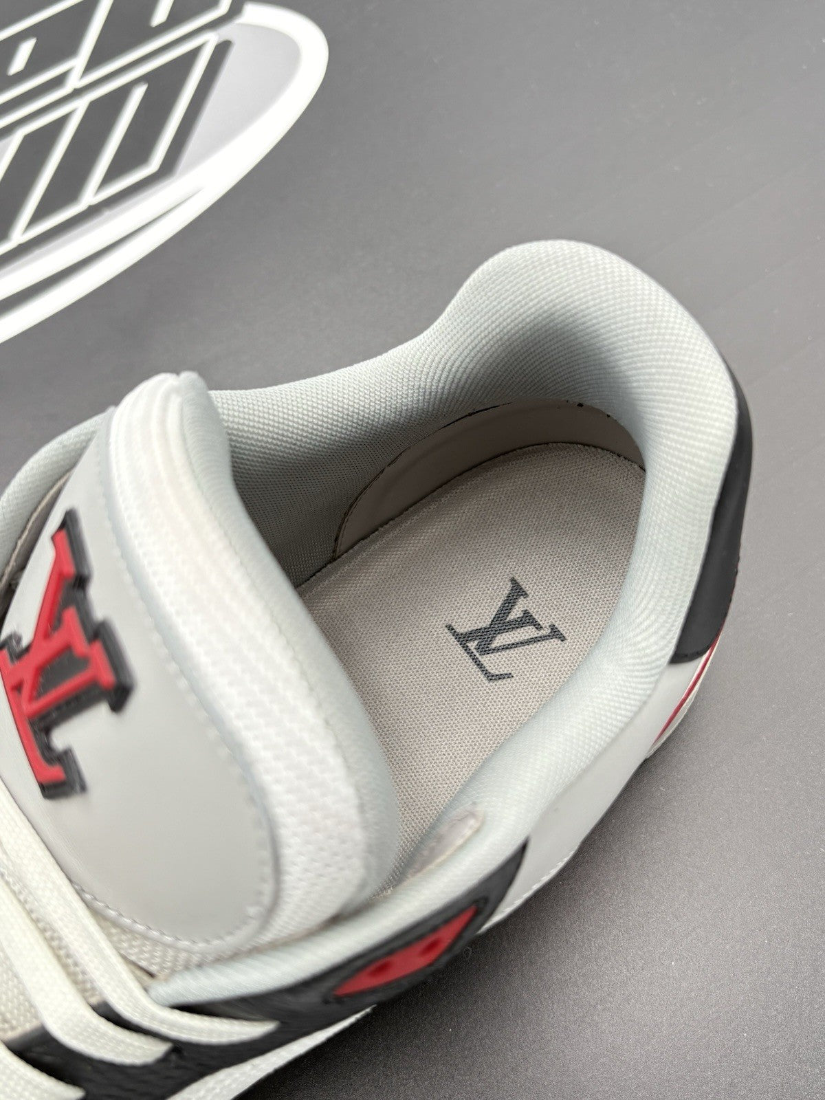 Size 9.5 LV (10.5-11 US) Louis Vuitton Trainer Strap ' Red Grey Black ' | CLEAN!