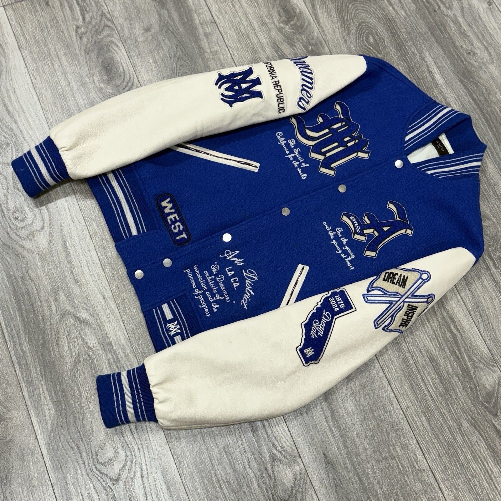 Size Large - Amiri Dream Team Varsity Jacket ' Blue ' | WORN 3x | 100% AUTHENTIC