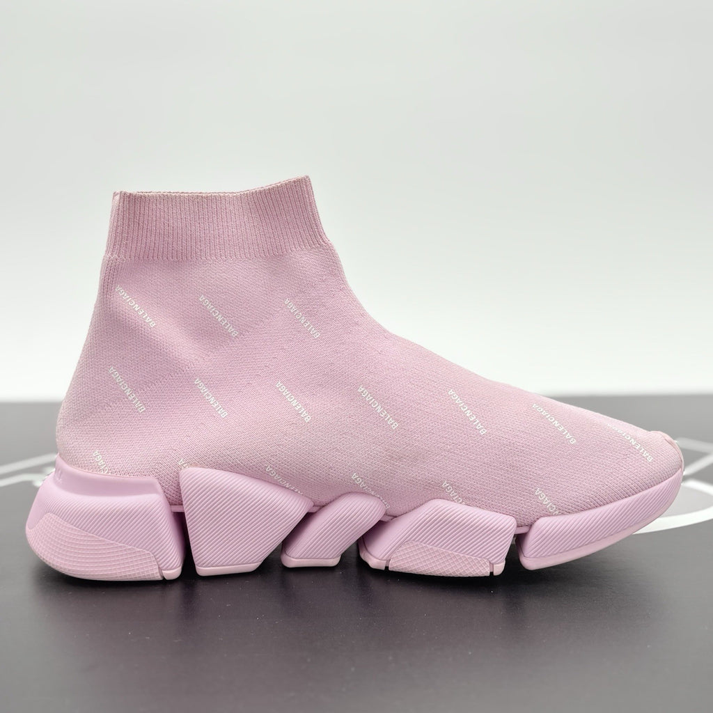 Size 41 - Balenciaga Speed 2.0 Logo All Over ' Pink ' | GREAT CONDITION!