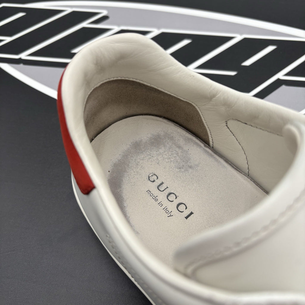 Size 38.5 (7 W US) - Gucci Ace Web 'Interlocking G - White Red Green ‘ | GOOD!