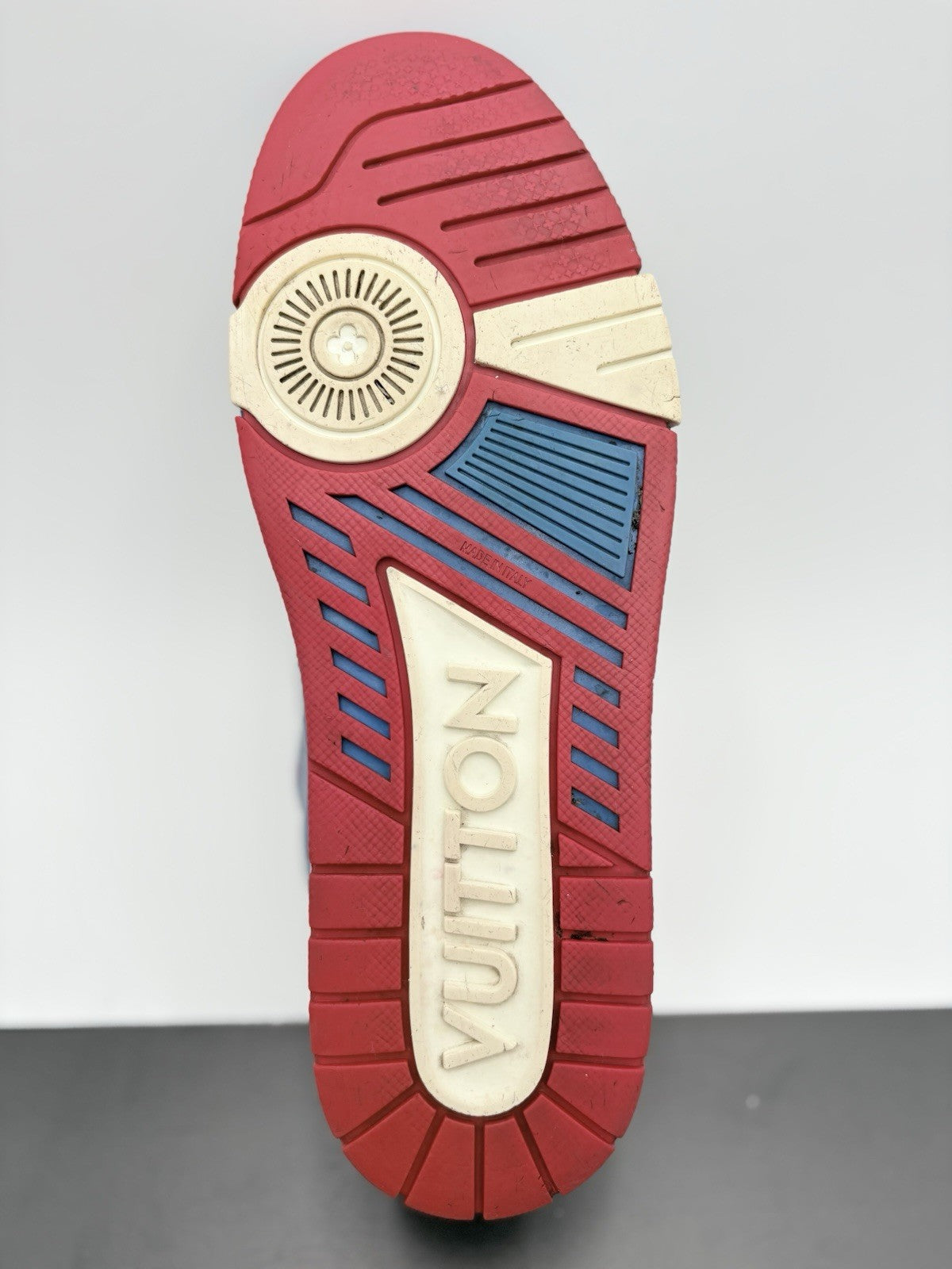 Size 9.5 LV (10.5-11 US ) Louis Vuitton Trainer ' White Red Blue ' | GOOD COND