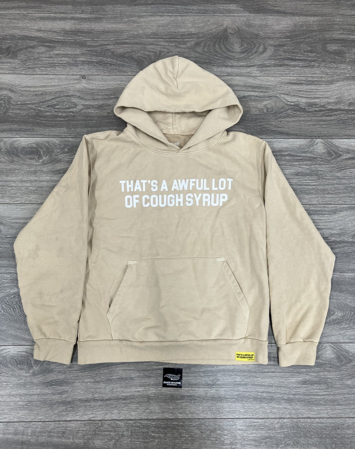 Size Large - Thats A Awful Lot Of Cough Syrup Hoodie ' Beige, White '