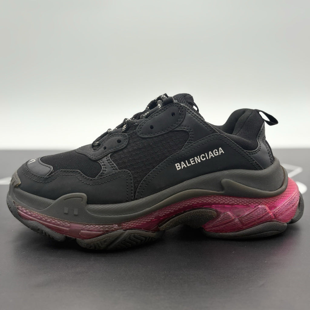 Size 41 - Balenciaga Triple S Clear Sole ' Black Neon Pink ' | GREAT CONDITION!