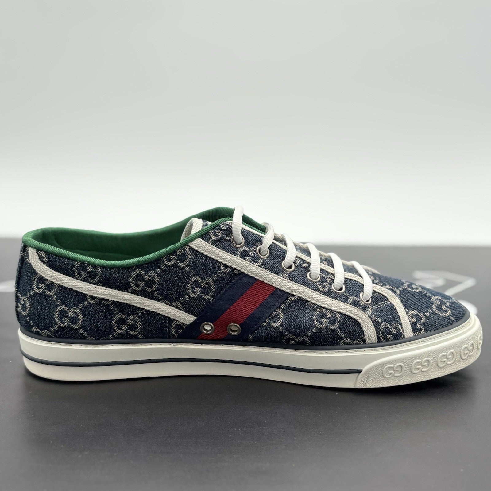 Size 11 G (11.5 US) - Gucci Tennis 1977 Denim GG Print Sneaker | GREAT CONDITION