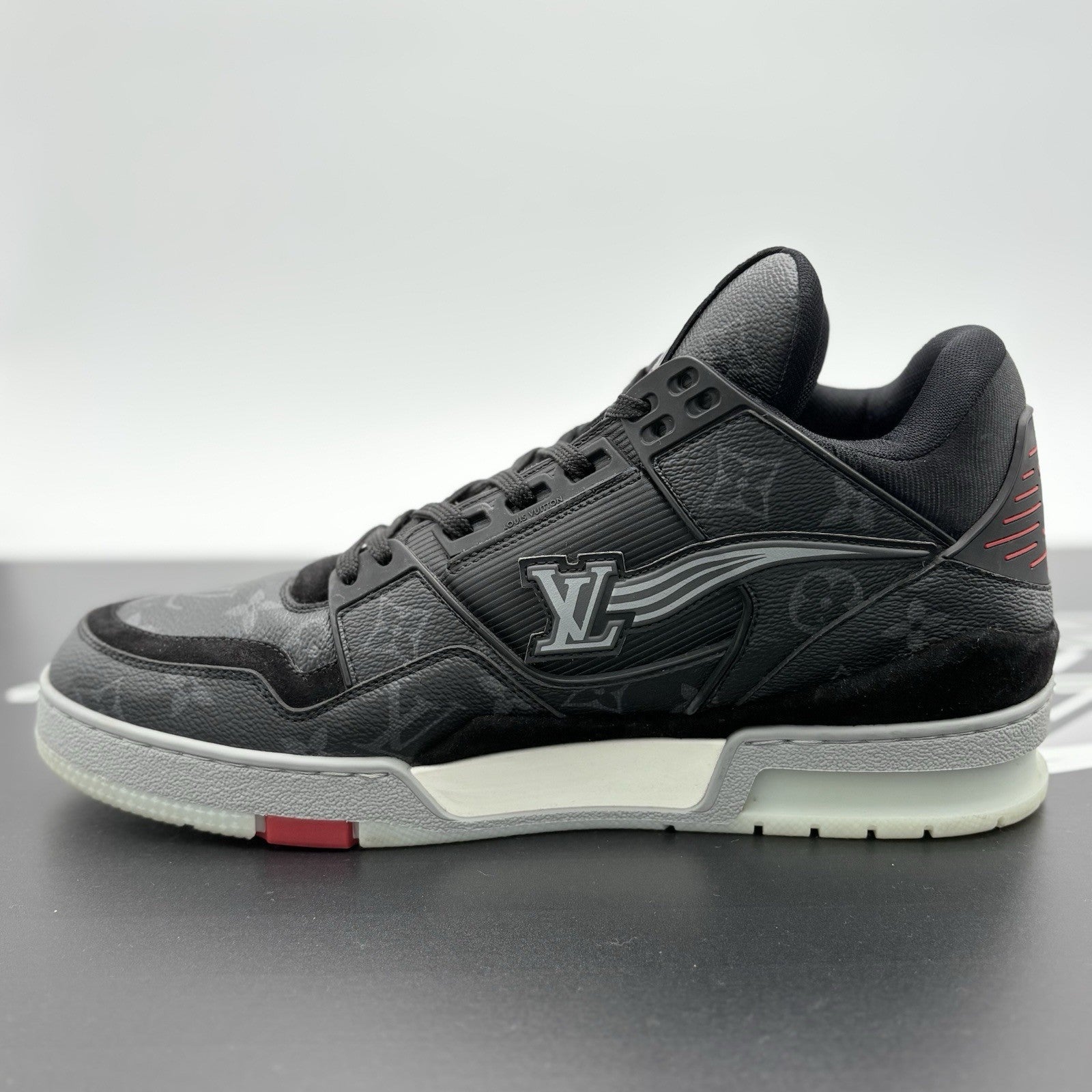 Size 9.5 LV (10.5-11 US) Louis Vuitton Trainer Eclipse ' Black Grey ' | CLEAN!