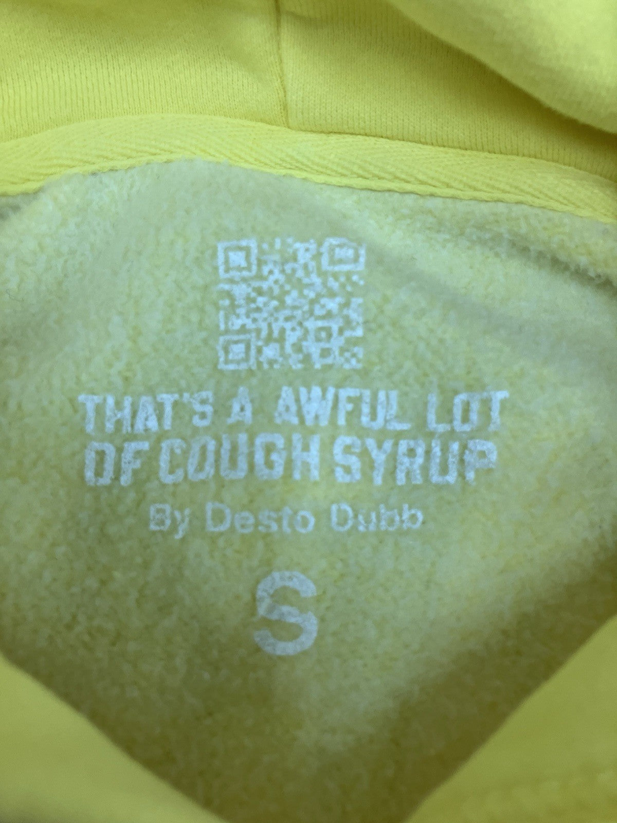Size Small - Thats A Awful Lot Of Cough Syrup Hoodie ' Yellow '