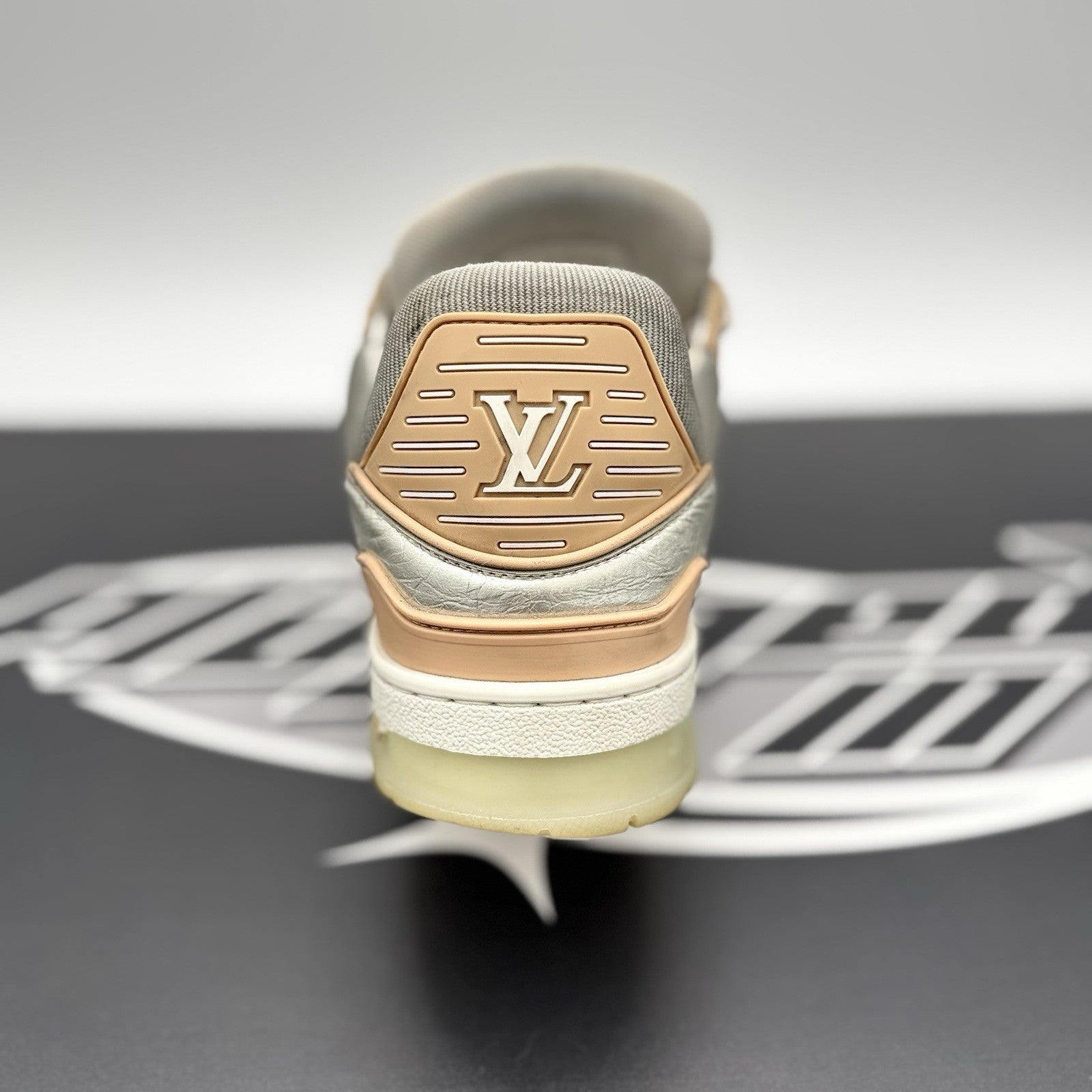 Size 6 LV (7-7.5 US ) Louis Vuitton Trainer ' Metallic, Beige '