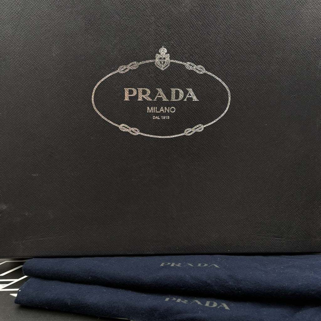 Size 9 UK (10 US) - Prada Nylon & Leather Triangle Logo Combat Boots ' Black '