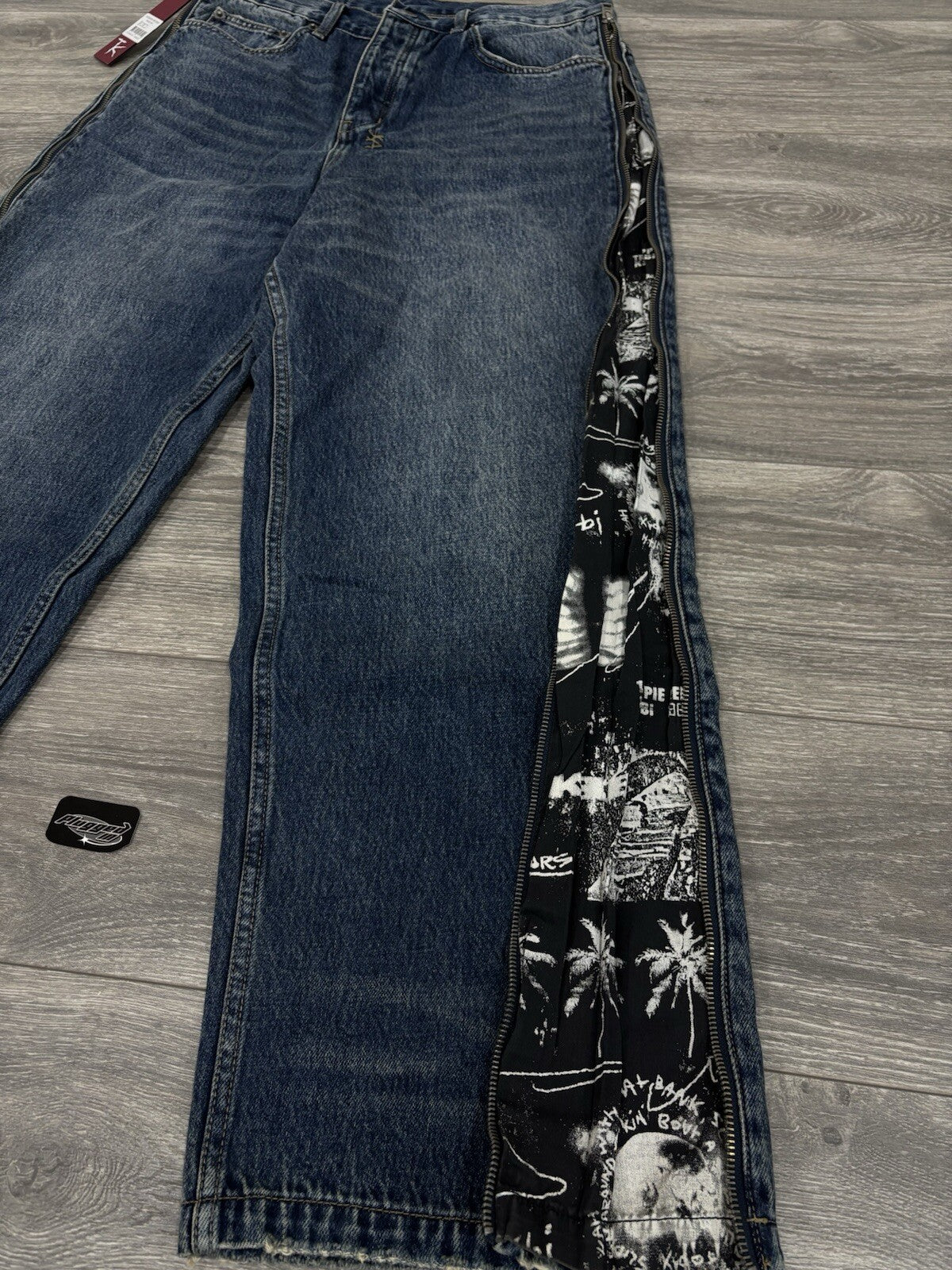 Size 33” - Ksubi X Trippie Redd Baggy Jeans With Zipper ‘ Denim ‘ | BRAND NEW!