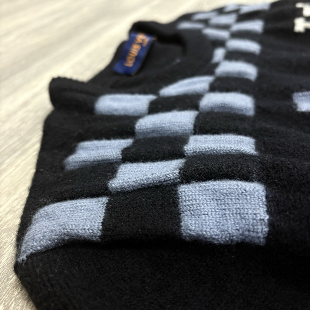Size L - Louis Vuitton Fair Isle Macro Knit Sweater ' Black Blue ' | SUPER CLEAN