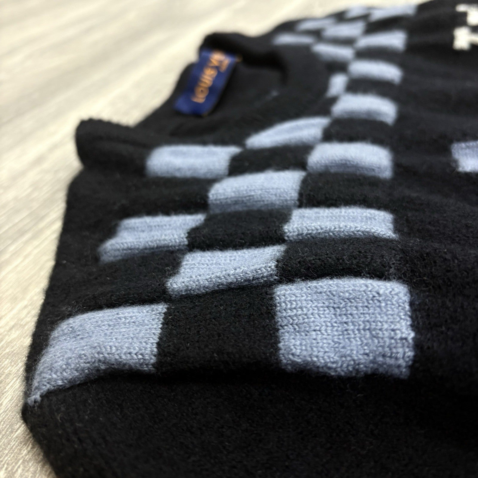 Size L - Louis Vuitton Fair Isle Macro Knit Sweater ' Black Blue ' | SUPER CLEAN