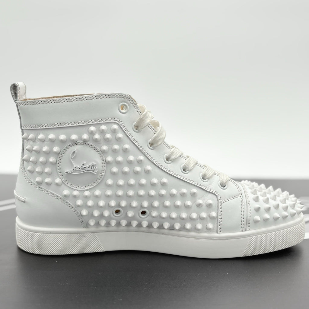 Size 40.5 (7.5 US) Christian Louboutin Spikes High ' White ' | SUPER CLEAN!