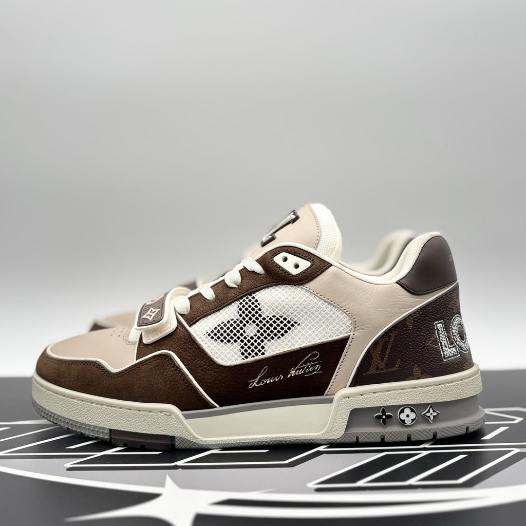 Size 9 LV (10-10.5 US) Louis Vuitton Trainer Strap ' Brown, Beige ' | EXCELLENT!