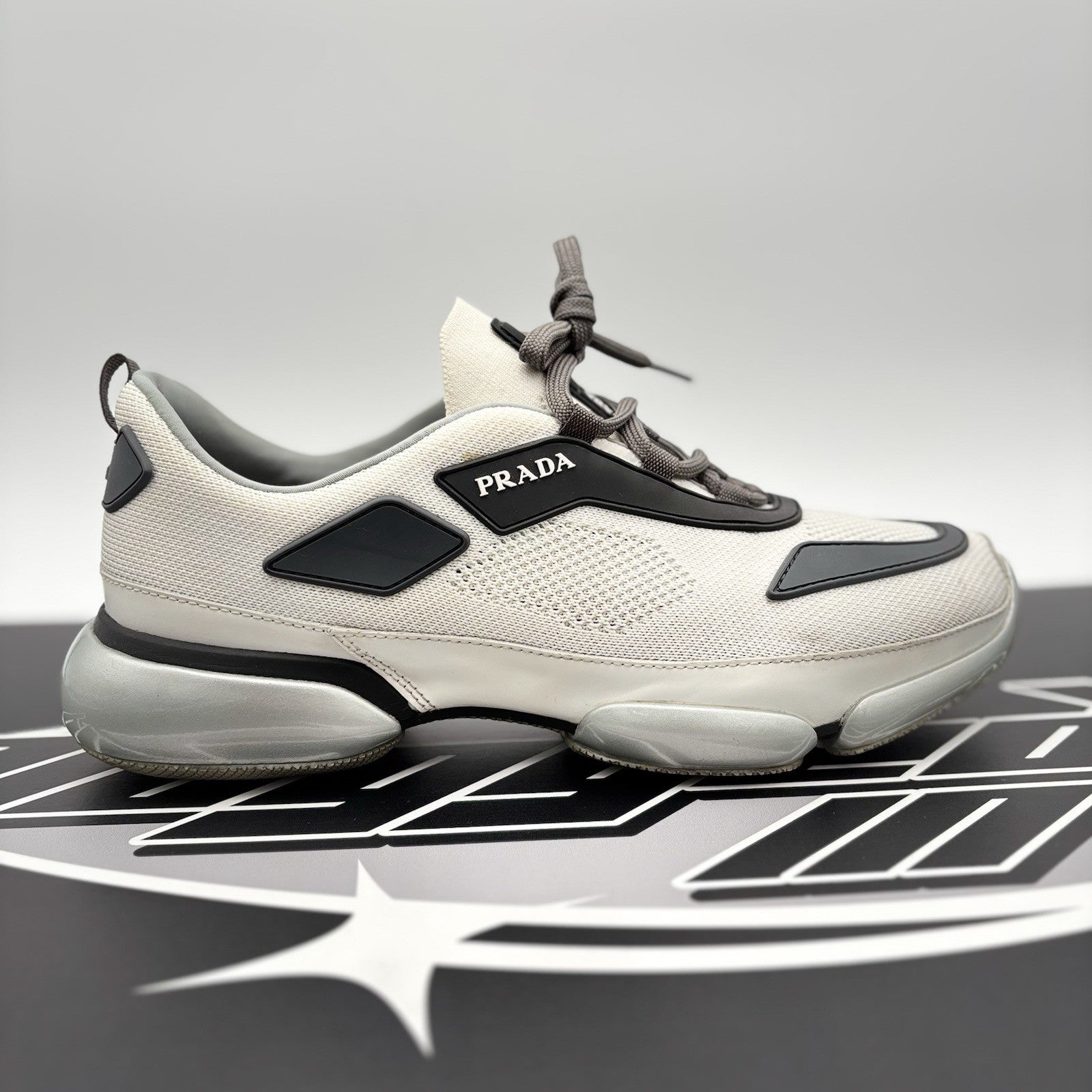 Size 6.5 UK (7.5 US) Prada Cloudbust Mesh ' White, Grey ' | GOOD CONDITION!