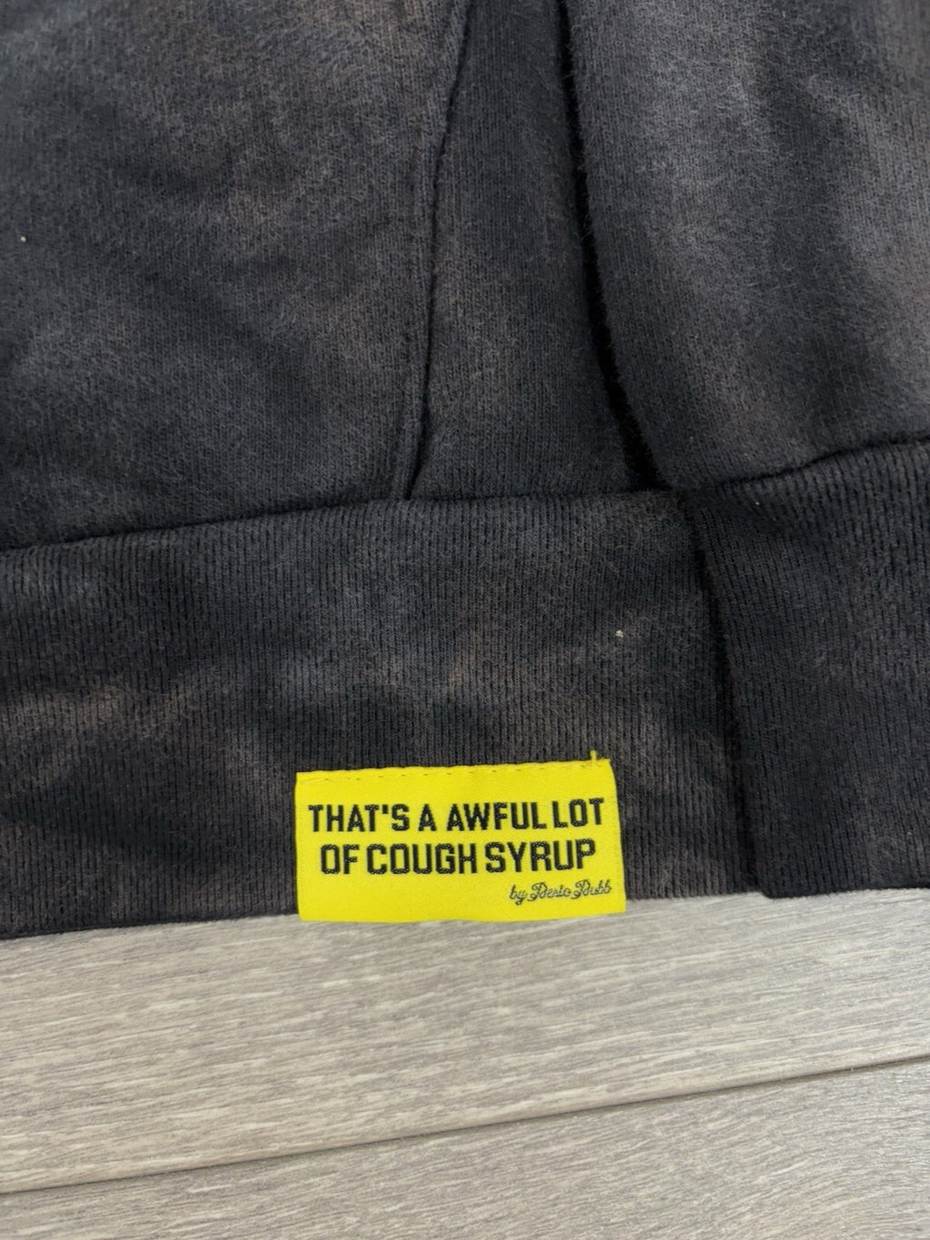 Size M - Thats A Awful Lot Of Cough Syrup Hoodie ' Bleached Black ' | BRAND NEW!