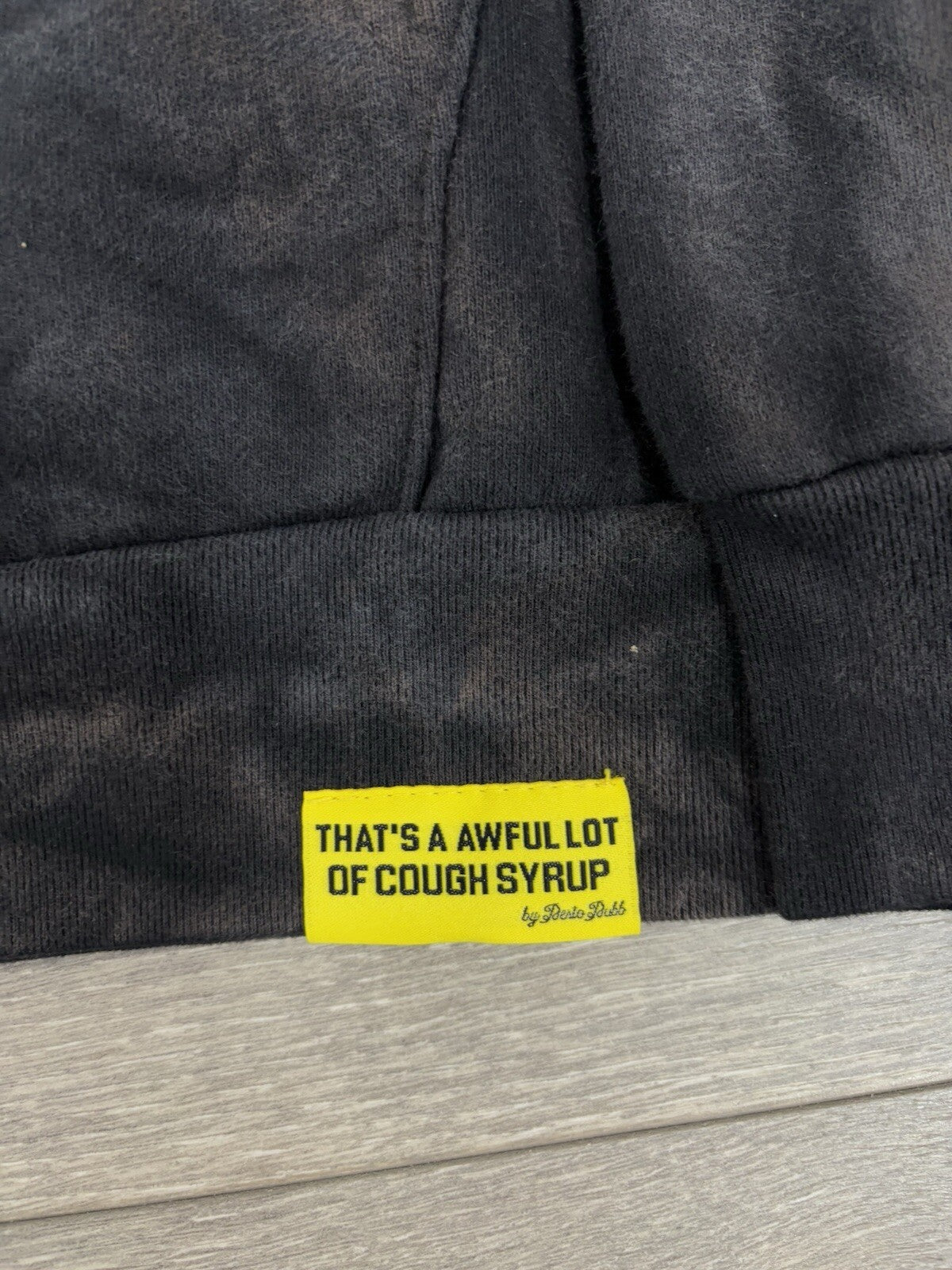 Size M - Thats A Awful Lot Of Cough Syrup Hoodie ' Bleached Black ' | BRAND NEW!