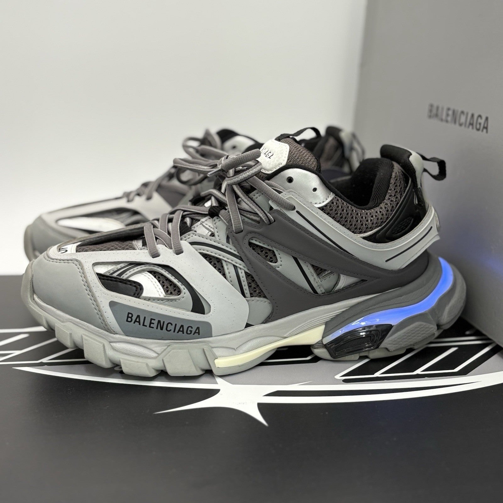 Size 40 (7 US) - Balenciaga Track LED Sneaker ' Silver, Grey ' | GREAT COND!