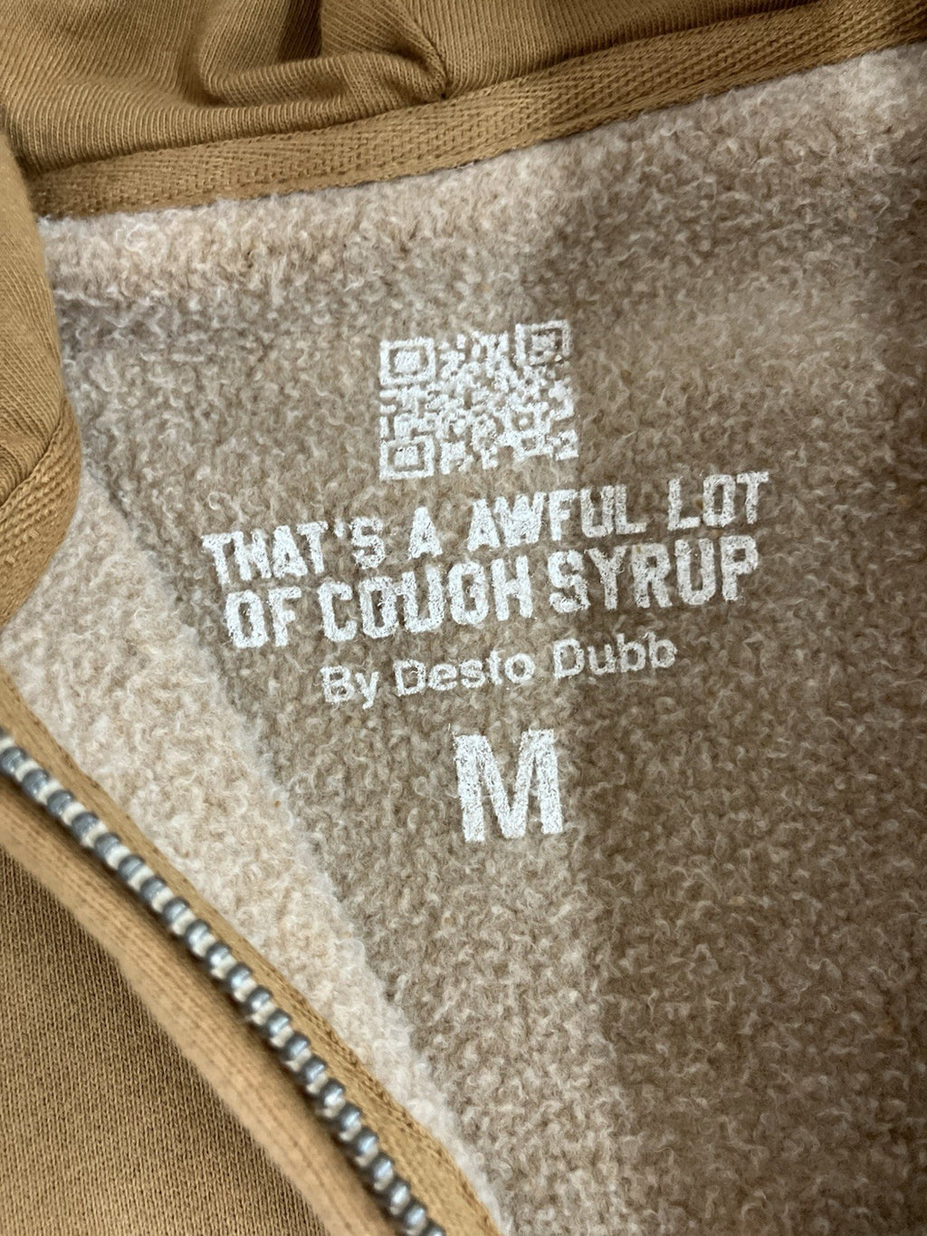 Size M - Thats A Awful Lot Of Cough Syrup Zip Up Hoodie ' Brown ' | NEW!