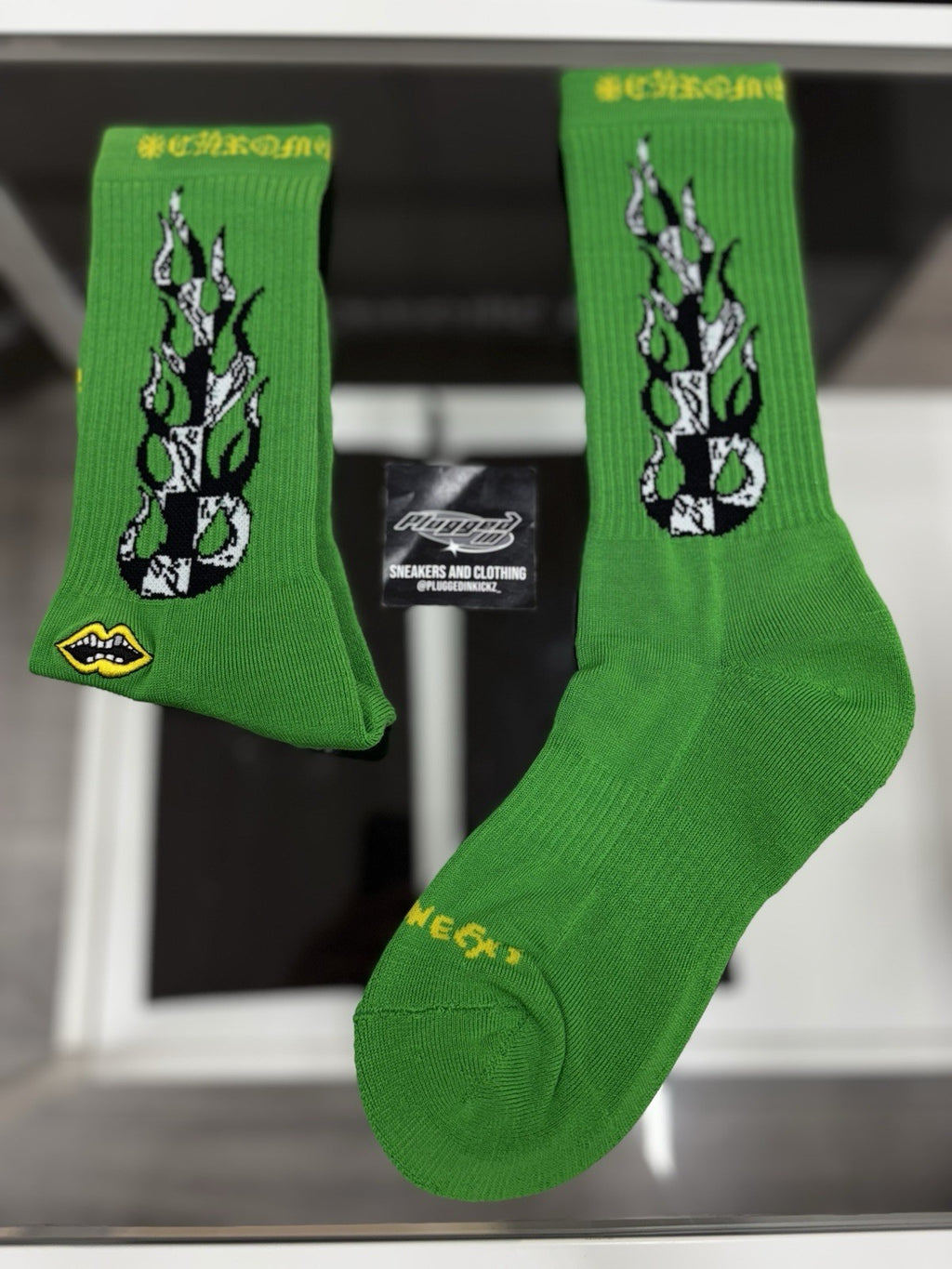 Size Small (4-6 US) - Chrome Hearts X Matty Boy Flame Socks ' Black ' | NEW!