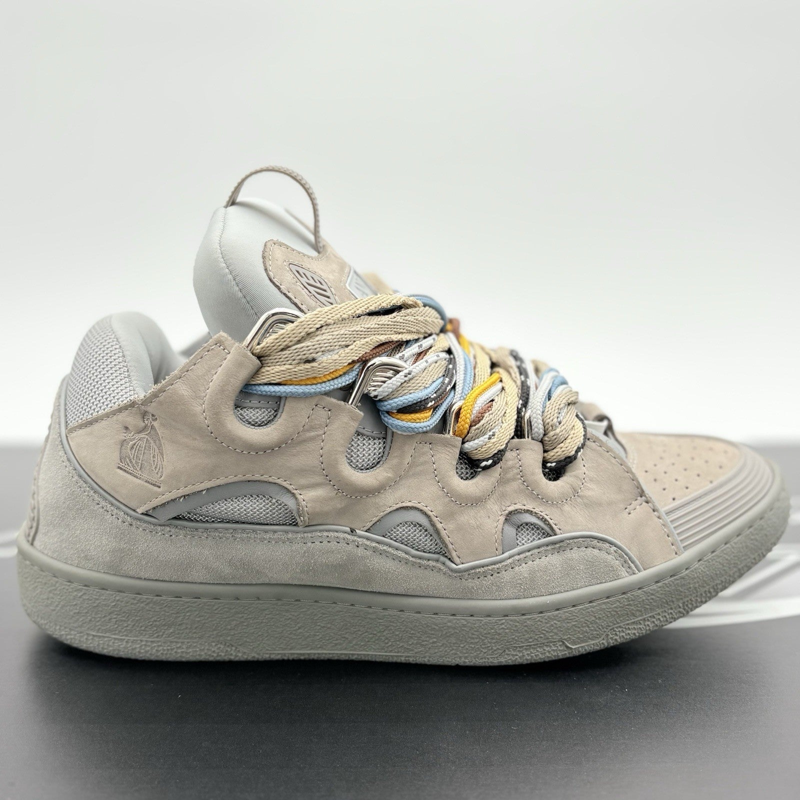 Size 45 (12 US) Lanvin Curb Sneaker ' Grey Colorful Laces ' | GREAT CONDITION!