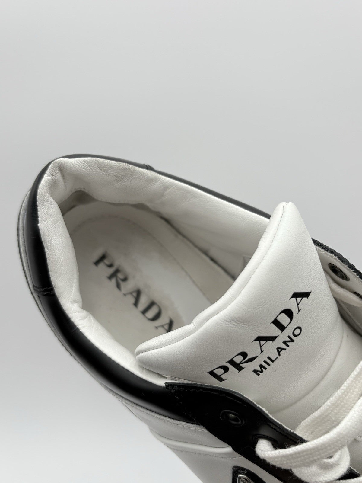 Size 11 UK (12 US) - Prada Downtown Low Leather ' Black White ' | SUPER CLEAN!