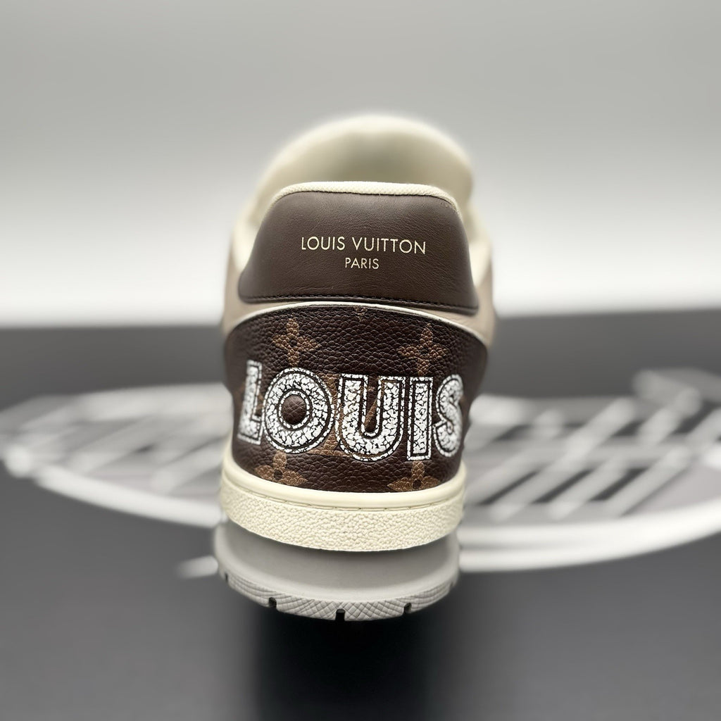 Size 9 LV (10-10.5 US) Louis Vuitton Trainer Strap ' Brown, Beige ' | EXCELLENT!