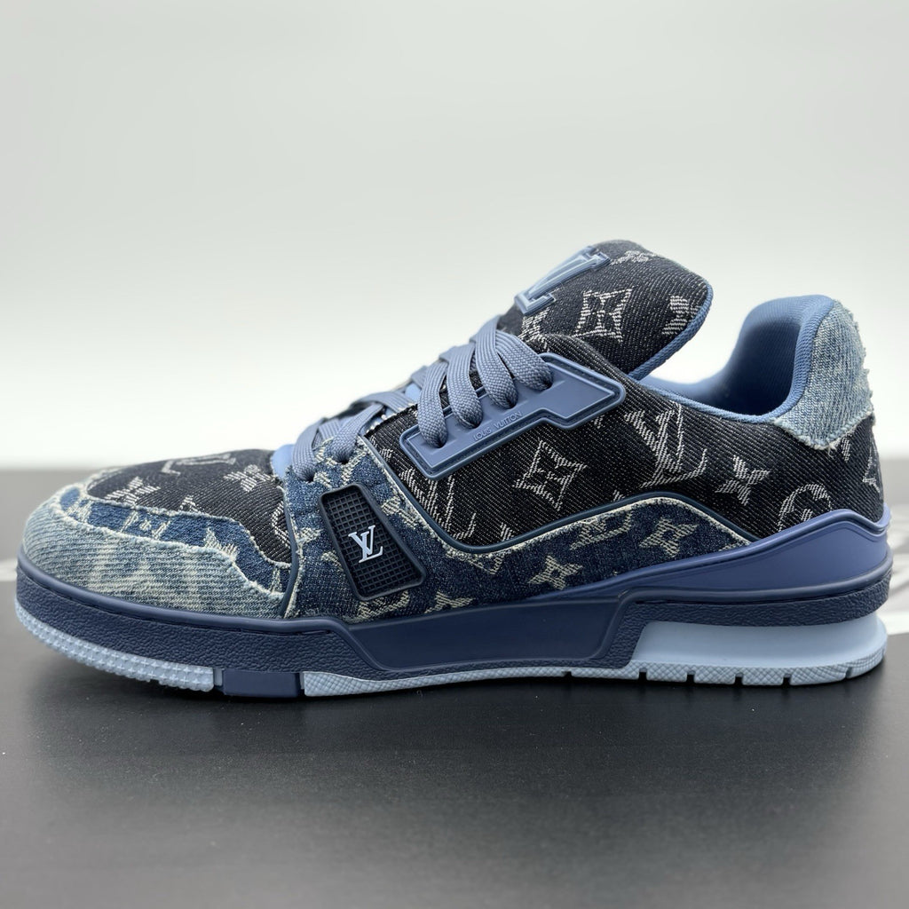 Size 8.5 LV (9.5-10 US) Louis Vuitton Trainer ' Monogram Blue Denim ' | CLEAN!