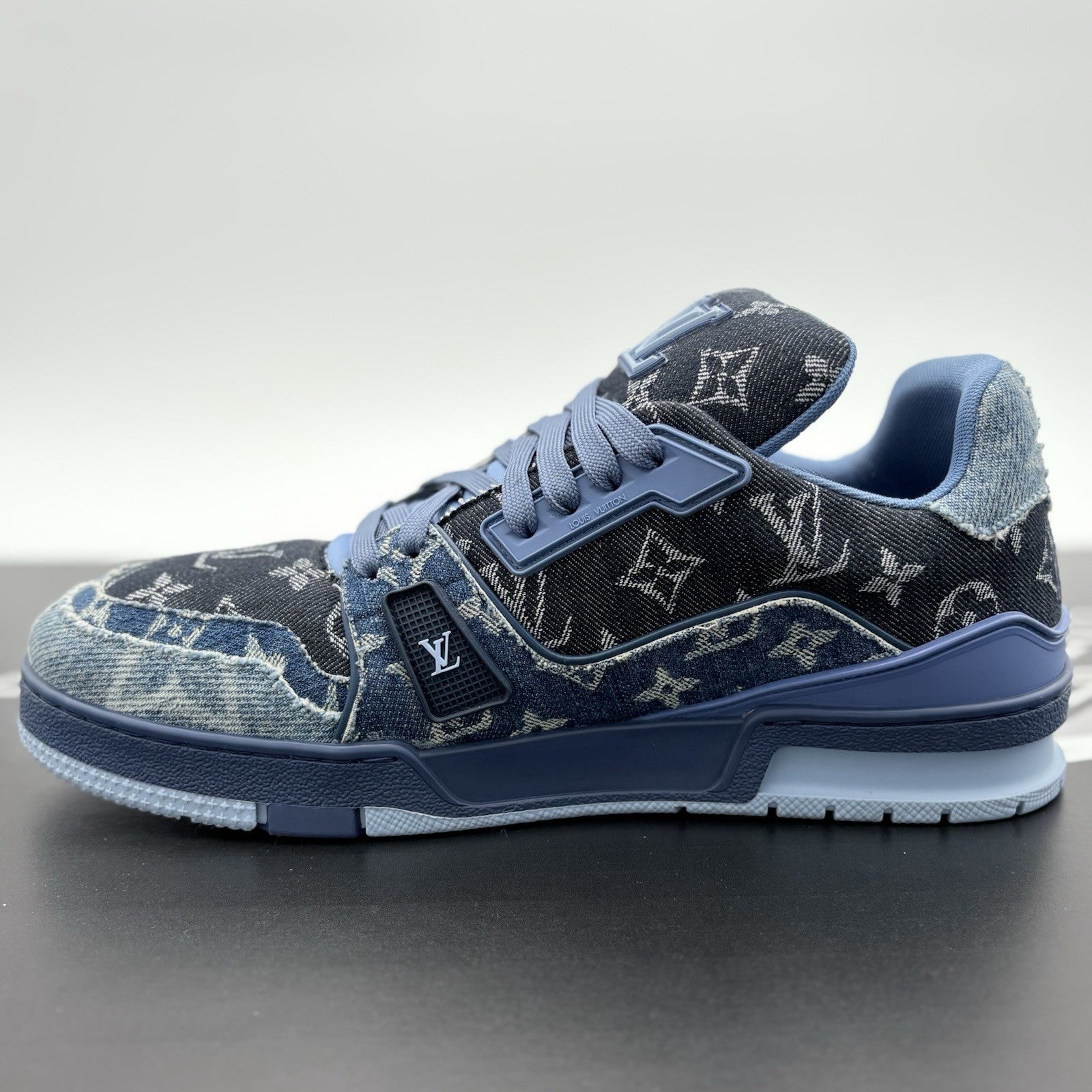 Size 8.5 LV (9.5-10 US) Louis Vuitton Trainer ' Monogram Blue Denim ' | CLEAN!