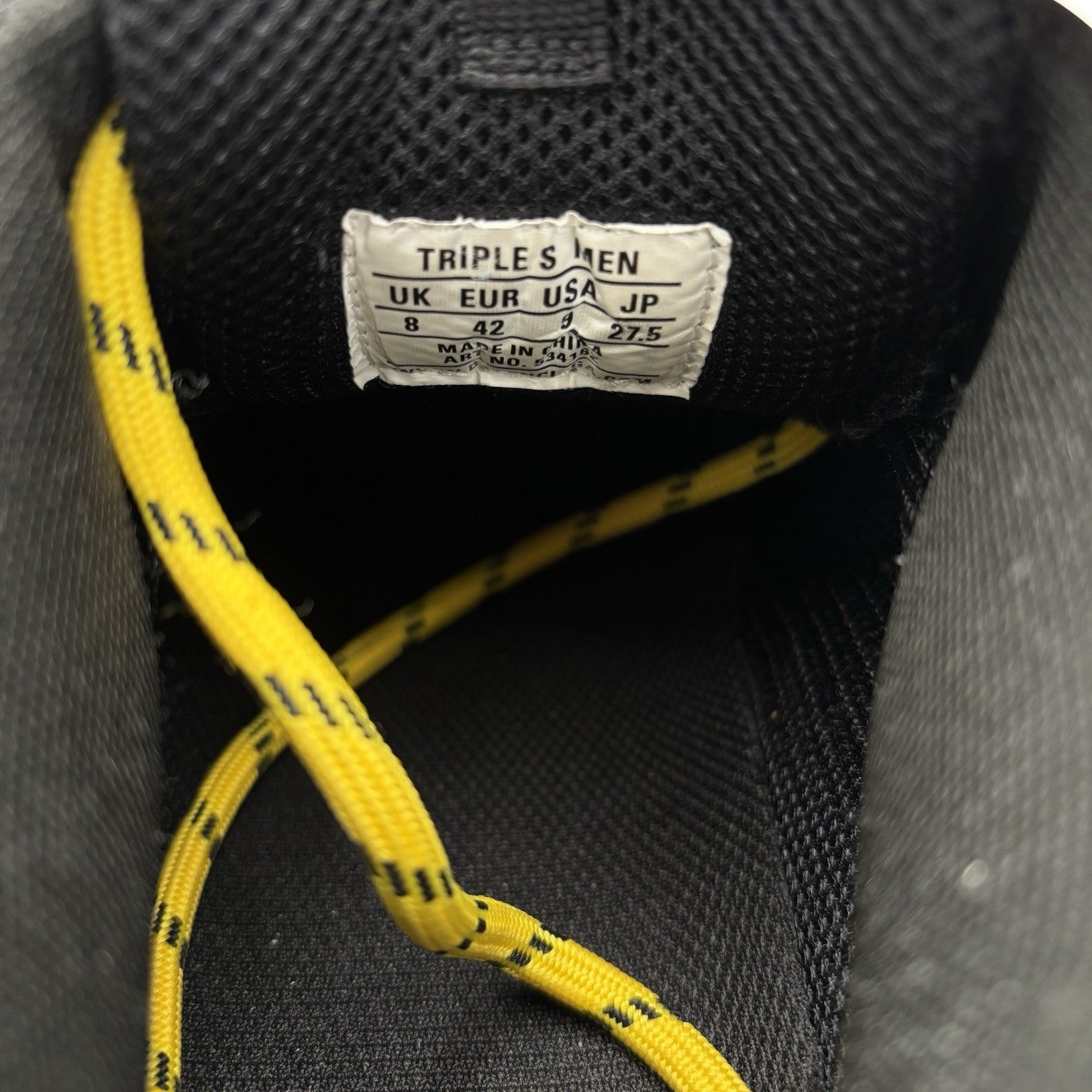 Size 42 (9 US) - Balenciaga Triple S ' Black Yellow ' | GREAT CONDITION!