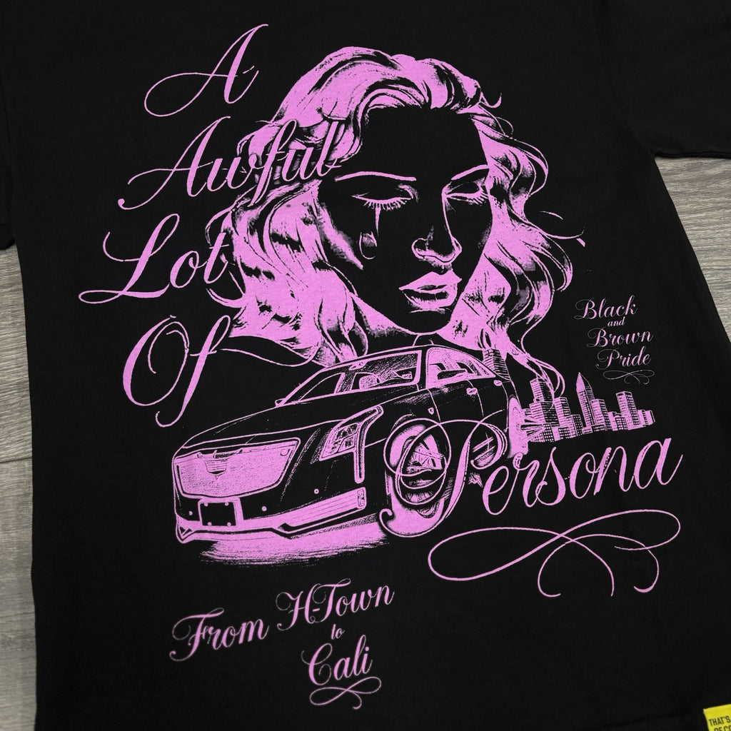 Size XL Thats A Awful Lot Of Cough Syrup X Persona T-Shirt ' Black Pink ' | NEW
