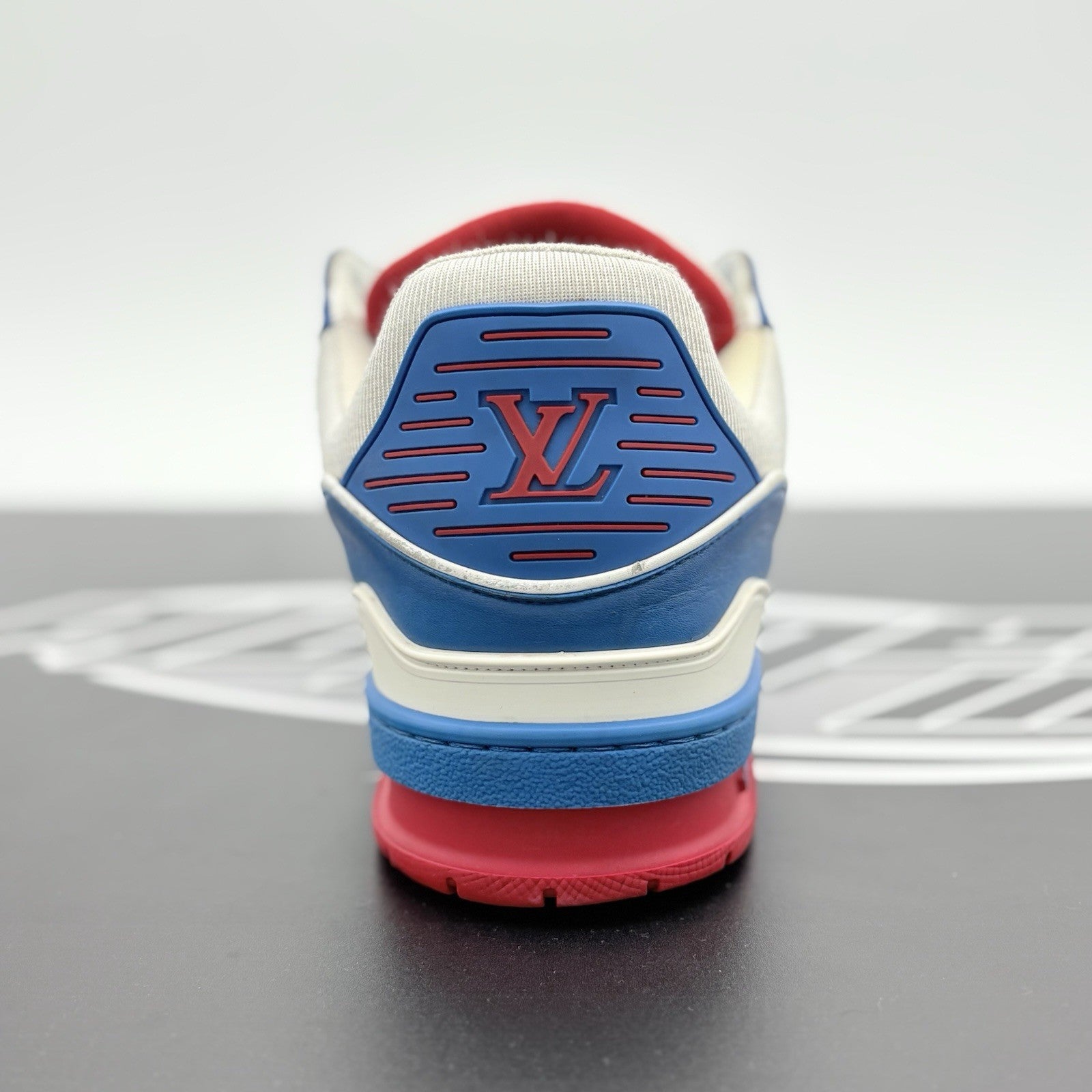 Size 9.5 LV (10.5-11 US ) Louis Vuitton Trainer ' White Red Blue ' | GOOD COND
