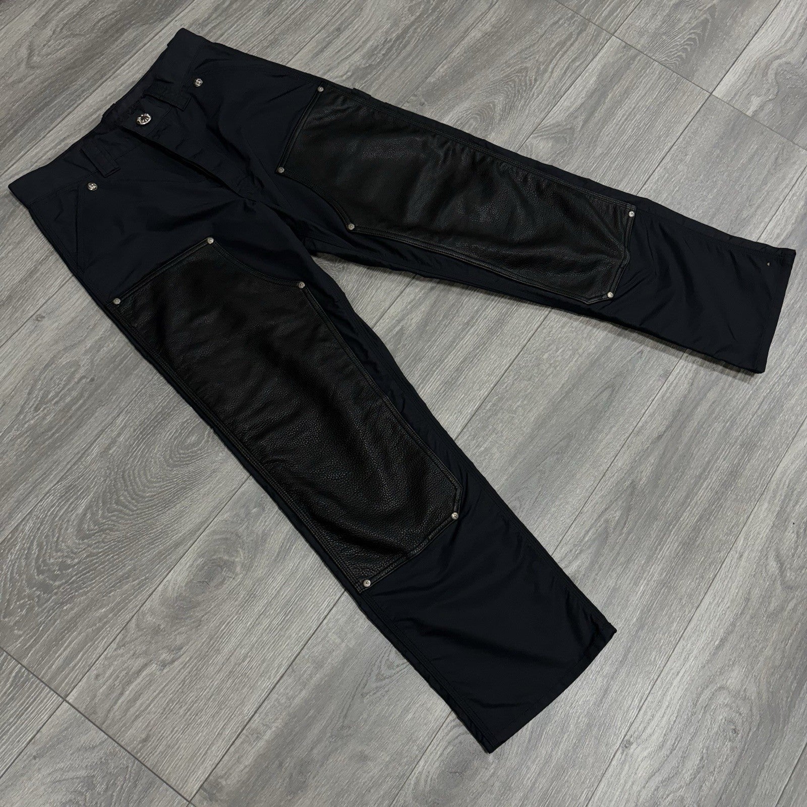 Size 30 - Chrome Hearts Leather Knee Carpenter Pants ' Black ' | WORN 1-3X