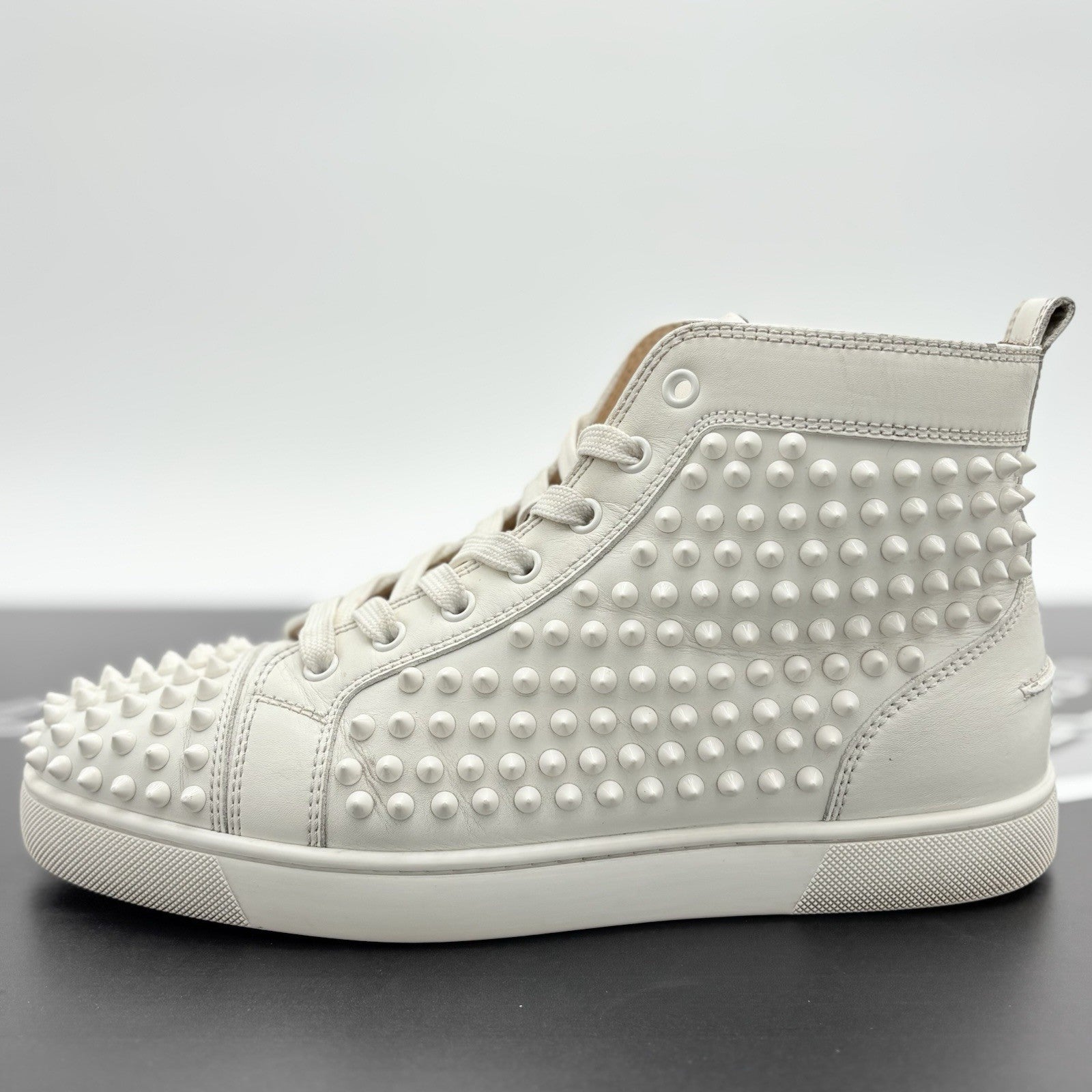 Size 41 (8 US) - Christian Louboutin Flat Spikes ' White ' | GOOD CONDITION!
