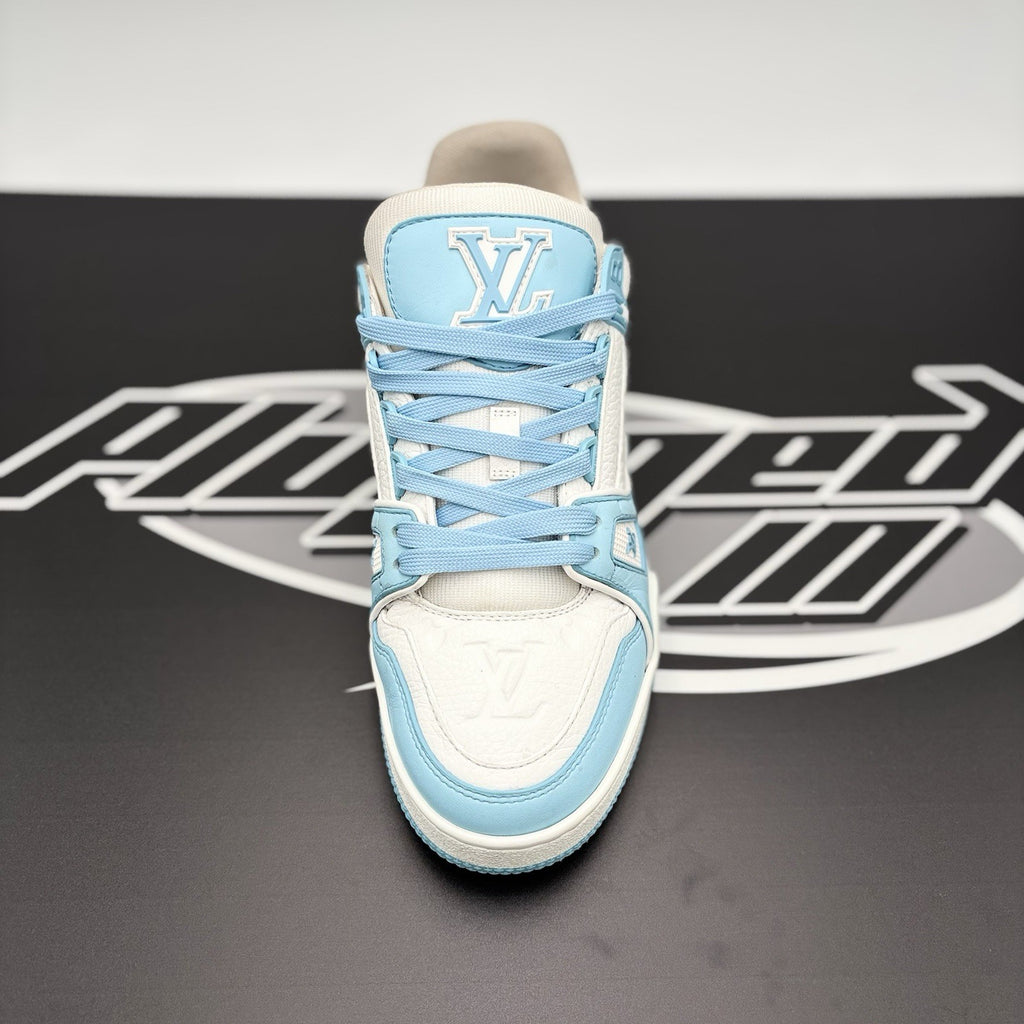 Size 4 LV (5-5.5 US) - Louis Vuitton Trainer ' Sky Blue, White ' | GREAT COND!