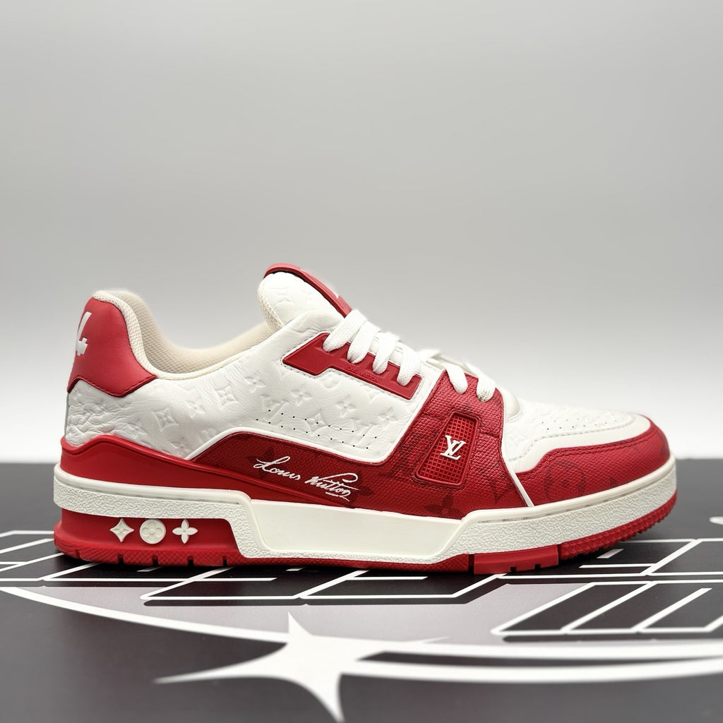 Size 8.5 LV (9.5-10 US) - Louis Vuitton Trainer  ' White, Red ' | SUPER CLEAN!