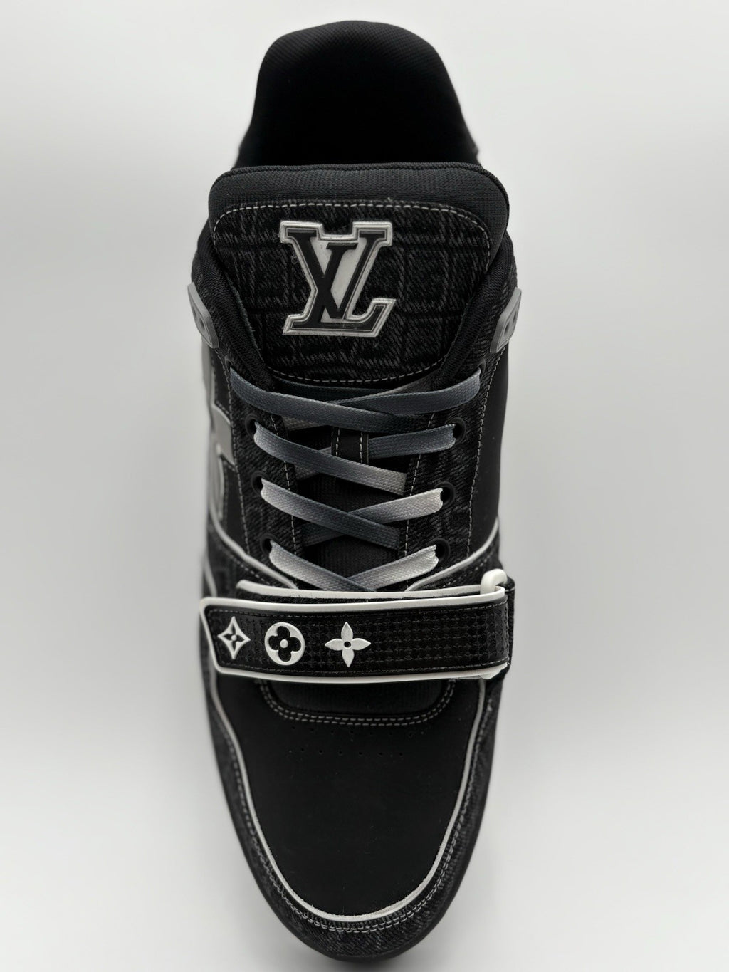 Size 11 LV (12-12.5 US) Louis Vuitton Croc Denim Strap Trainer ' Black ' WORN 1x