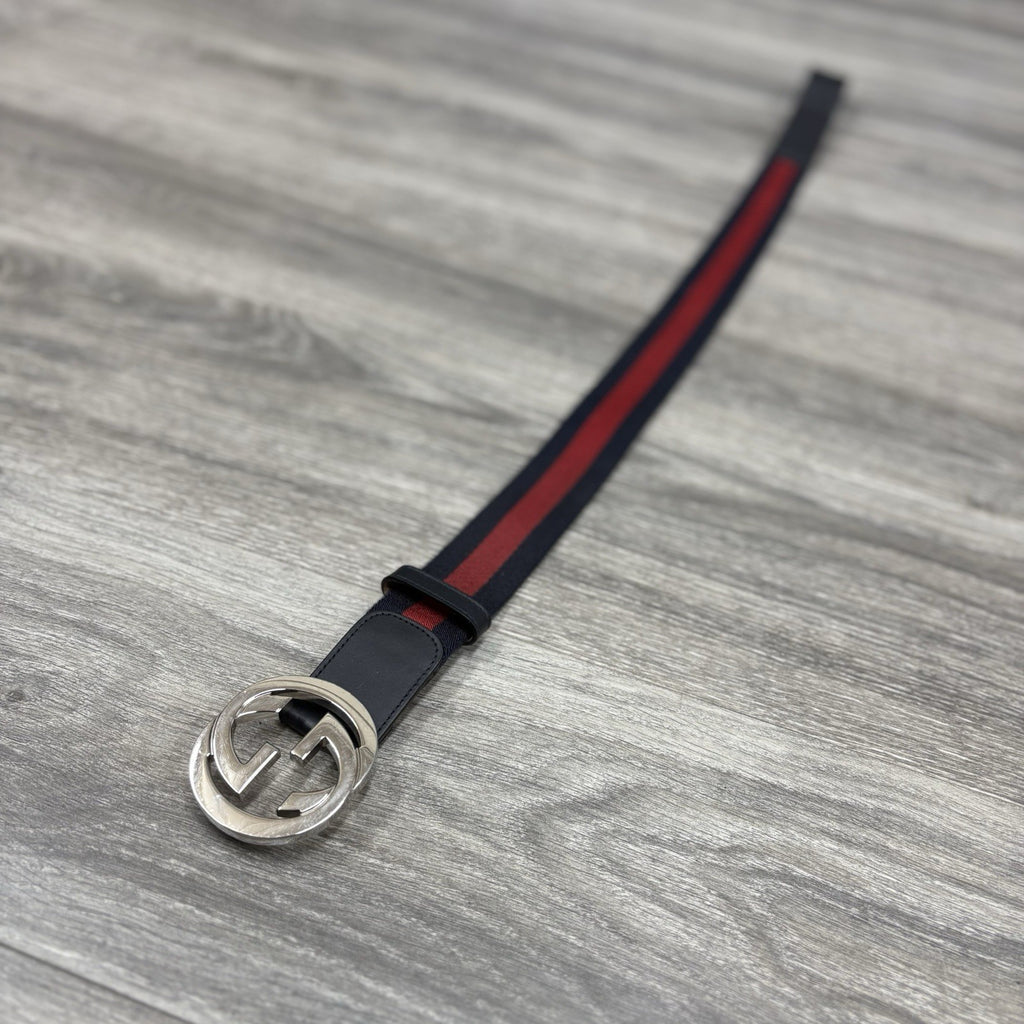 Gucci GG Buckle Web Belt ' Blue Red '