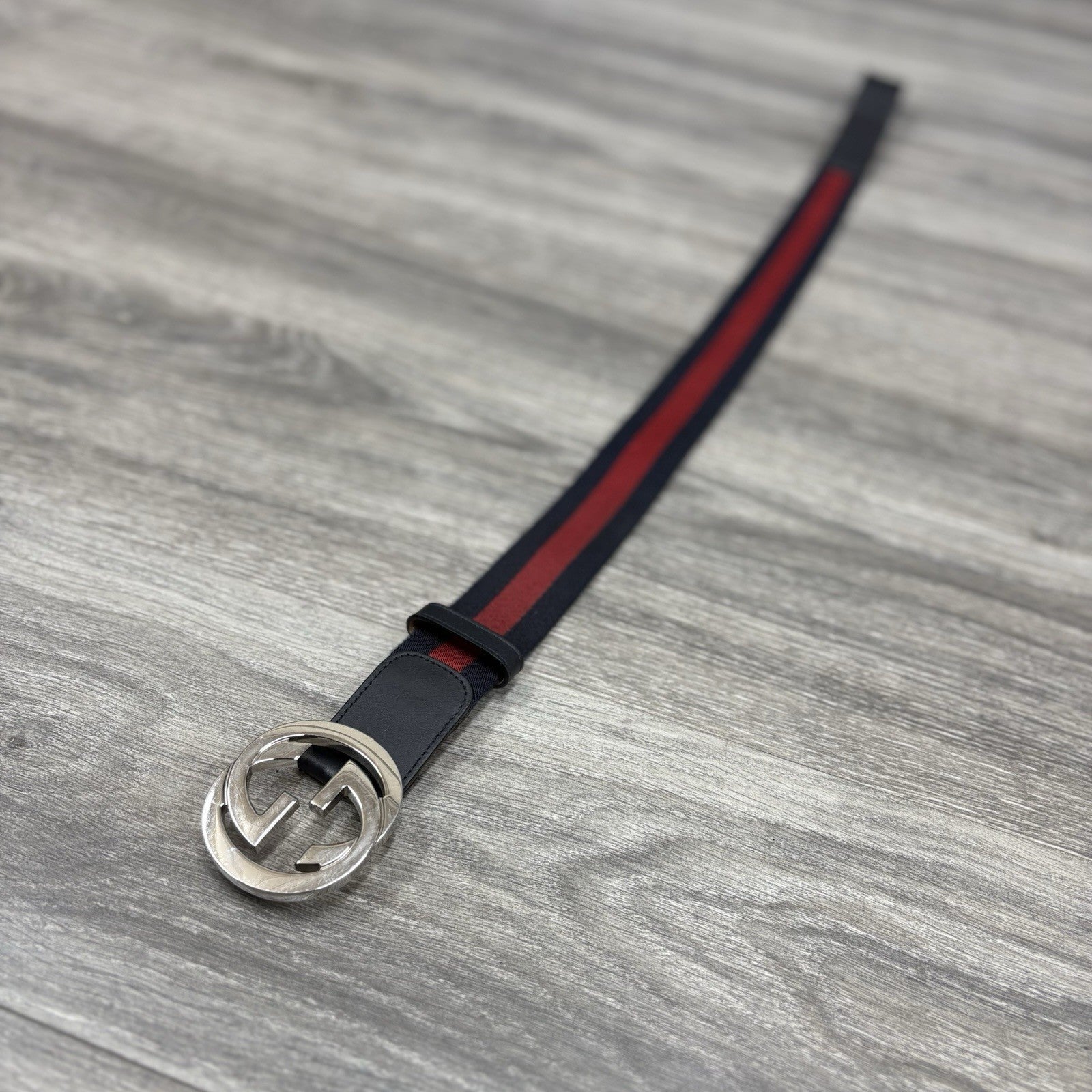 Gucci GG Buckle Web Belt ' Blue Red '