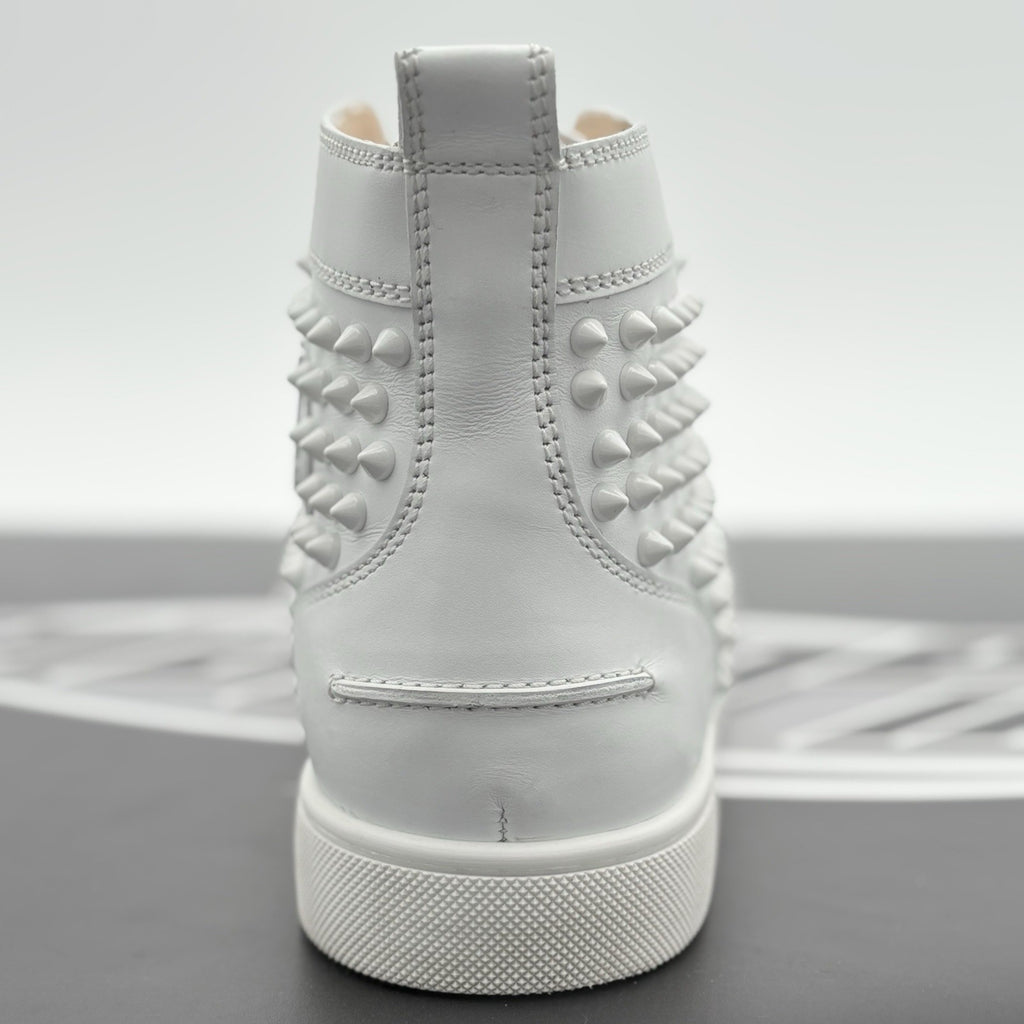 Size 40.5 (7.5 US) Christian Louboutin Spikes High ' White ' | SUPER CLEAN!