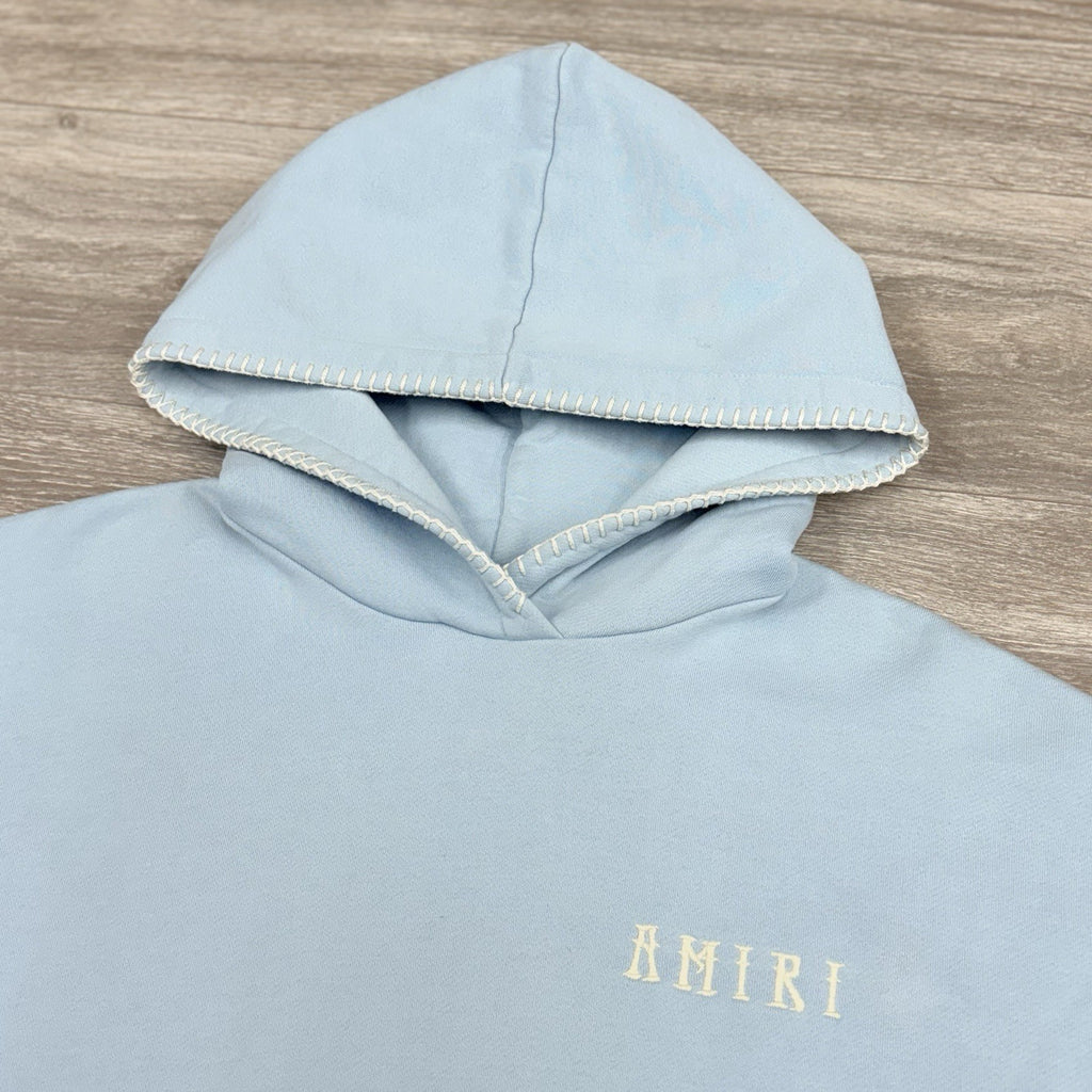 Size M - Amiri Eternal Happiness Embroidered Hoodie ' Blue ' | GREAT CONDITION!