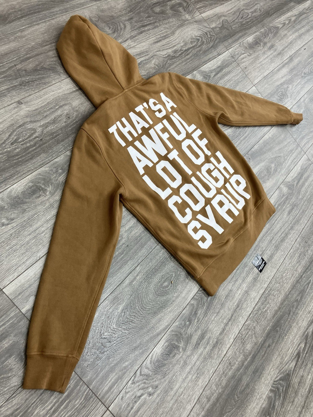 Size M - Thats A Awful Lot Of Cough Syrup Zip Up Hoodie ' Brown ' | NEW!