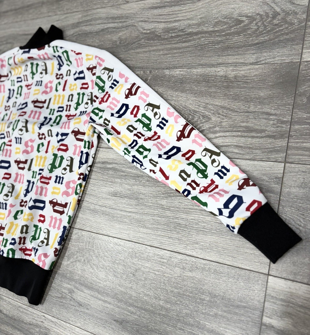 Size Medium - Palm Angels Logo Track Jacket ' White Multi Color ' | EXCELLENT!