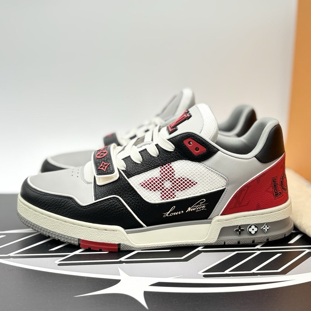 Size 9.5 LV (10.5-11 US) Louis Vuitton Trainer Strap ' Red Grey Black ' | CLEAN!