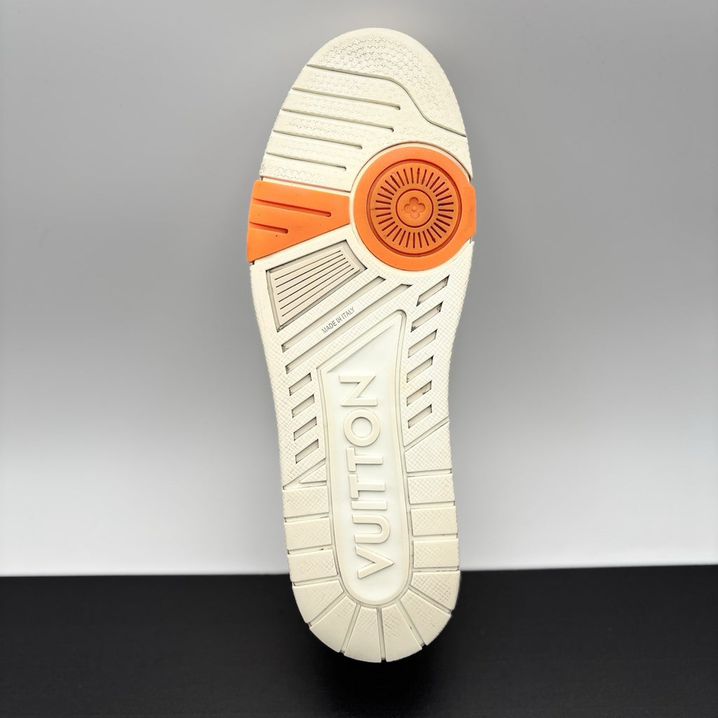 Size 10 LV (11-11.5 US) - Louis Vuitton Trainer Low ' Metallic Silver Orange '